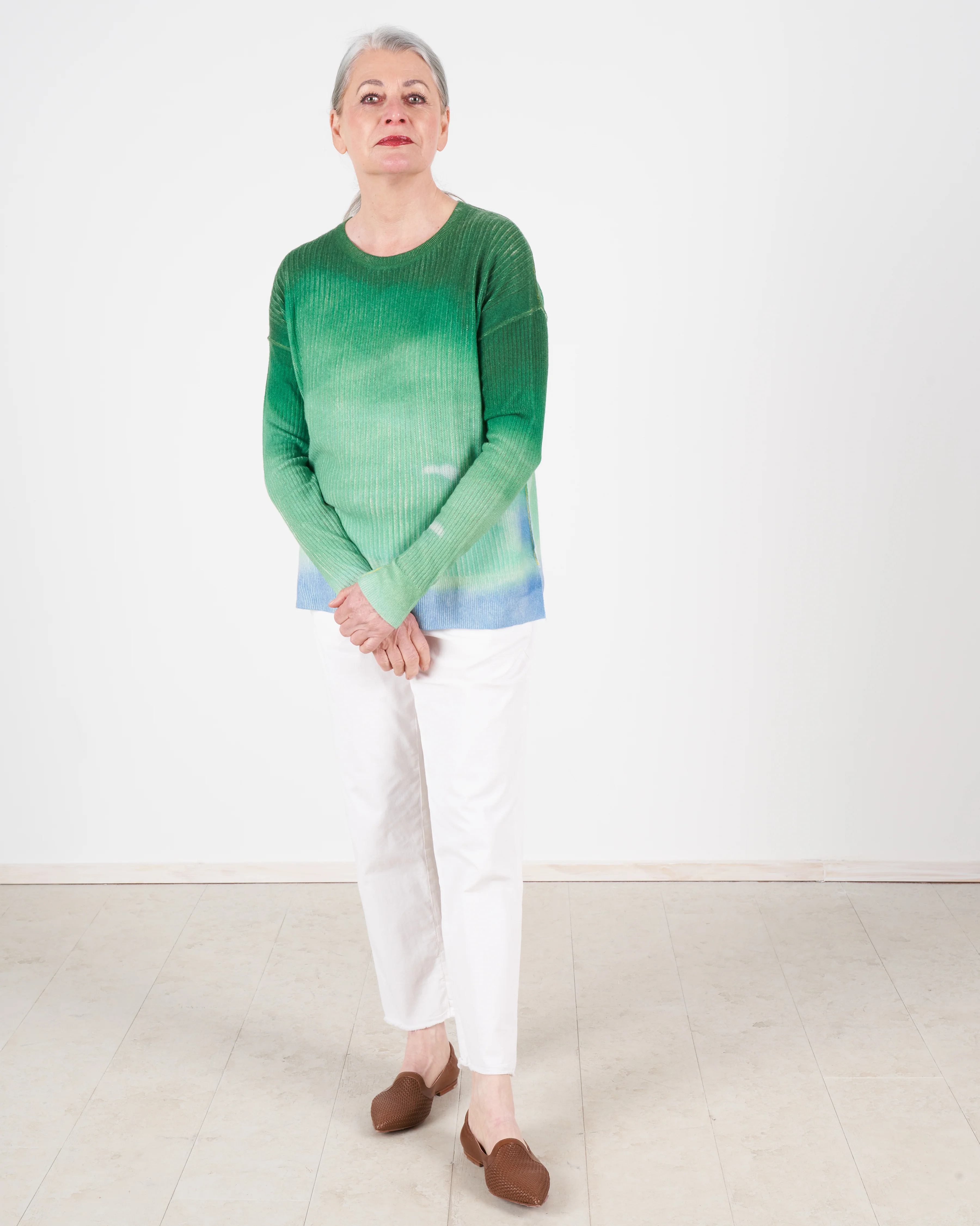 watercolor crew sweater - lush green - Image 5