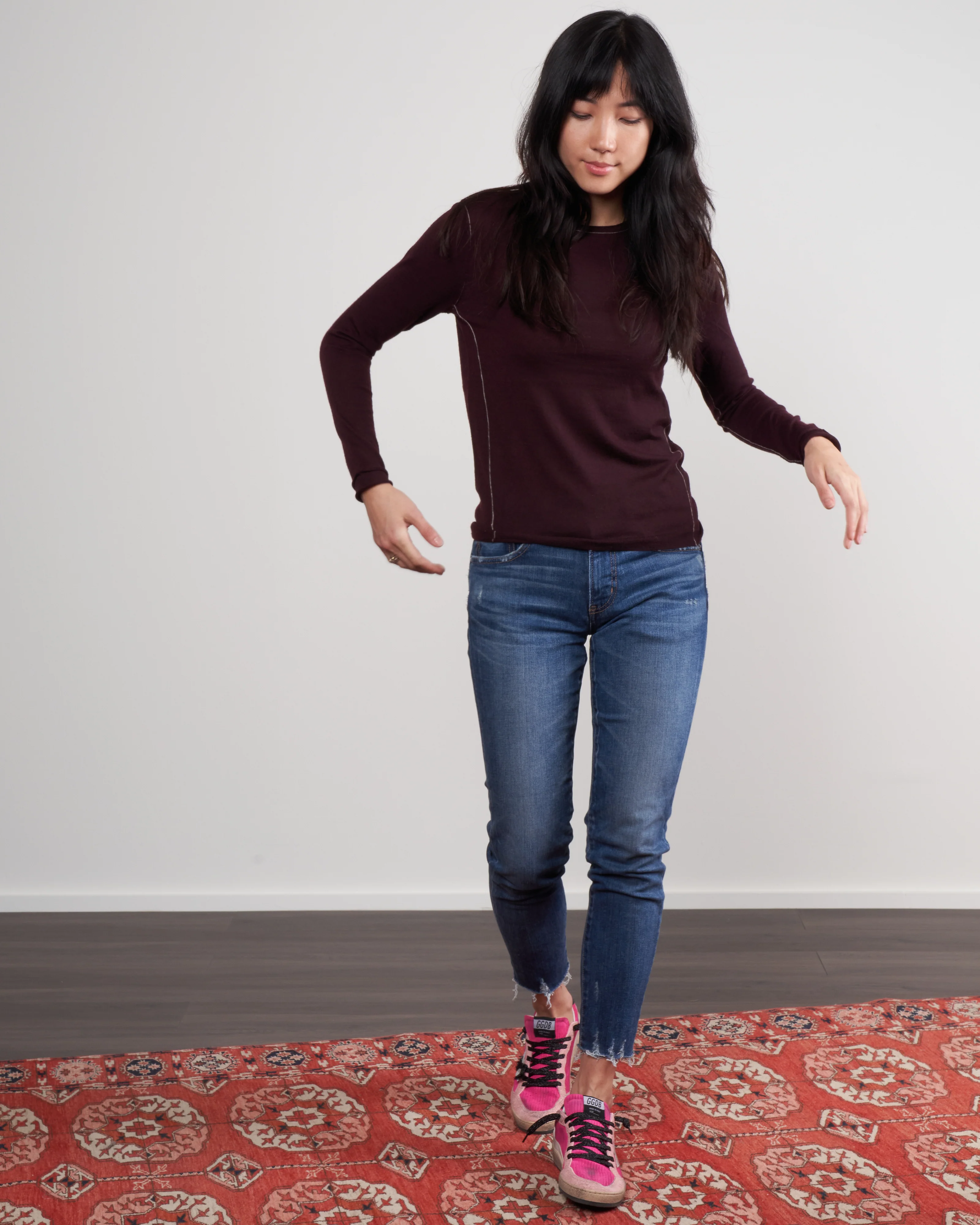 worsted cashmere long sleeve baby tee - currant - Image 2