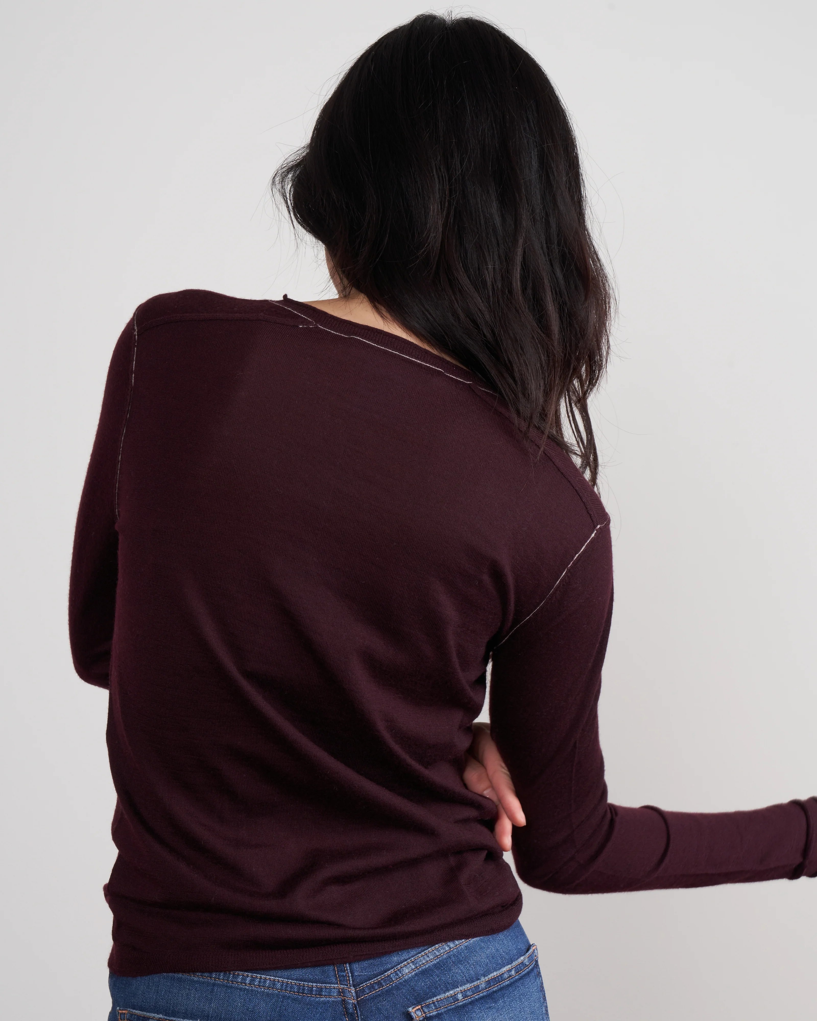 worsted cashmere long sleeve baby tee - currant - Image 4
