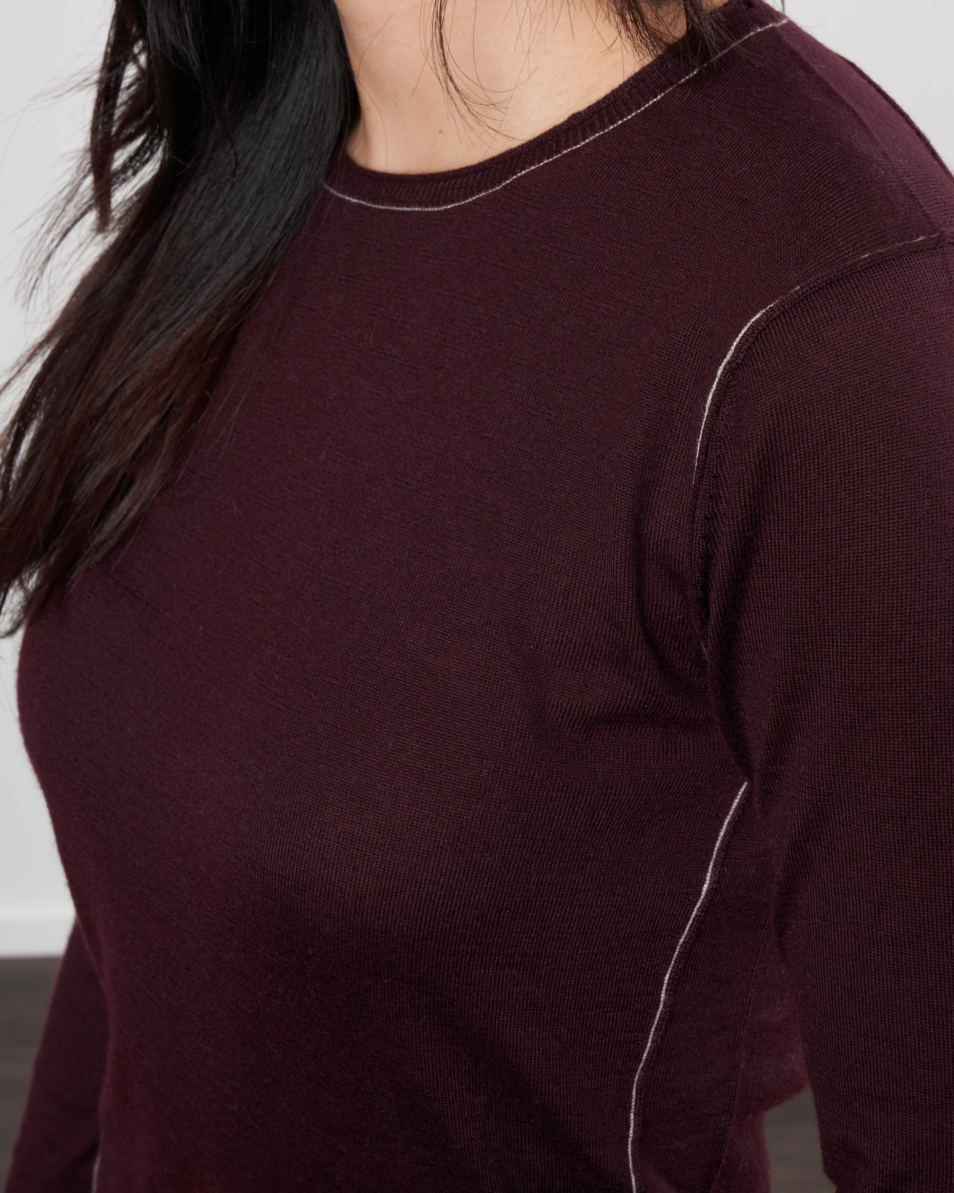 worsted cashmere long sleeve baby tee - currant - Image 5