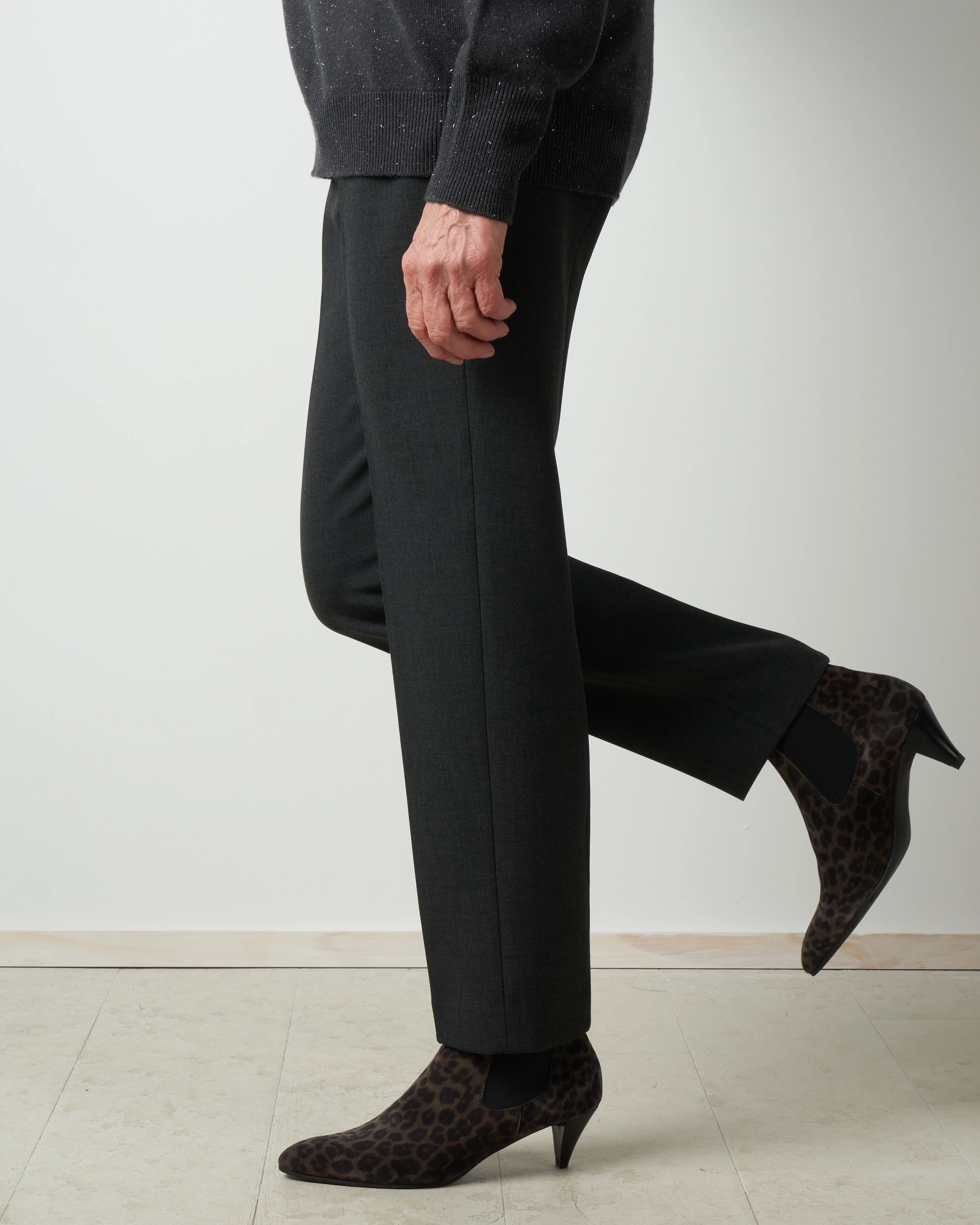 bi stretch compact ponte pant - charcoal - Image 2