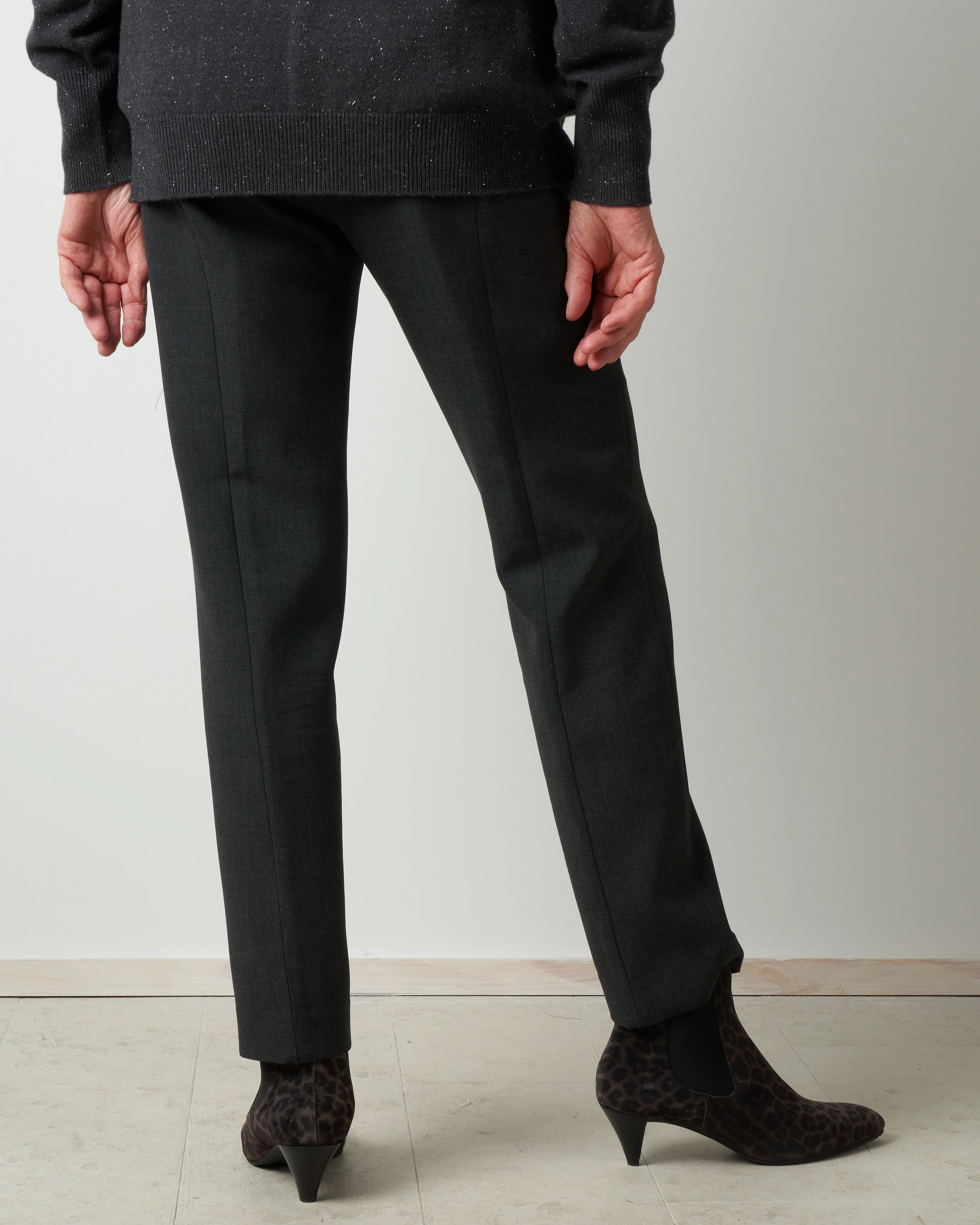 bi stretch compact ponte pant - charcoal - Image 3