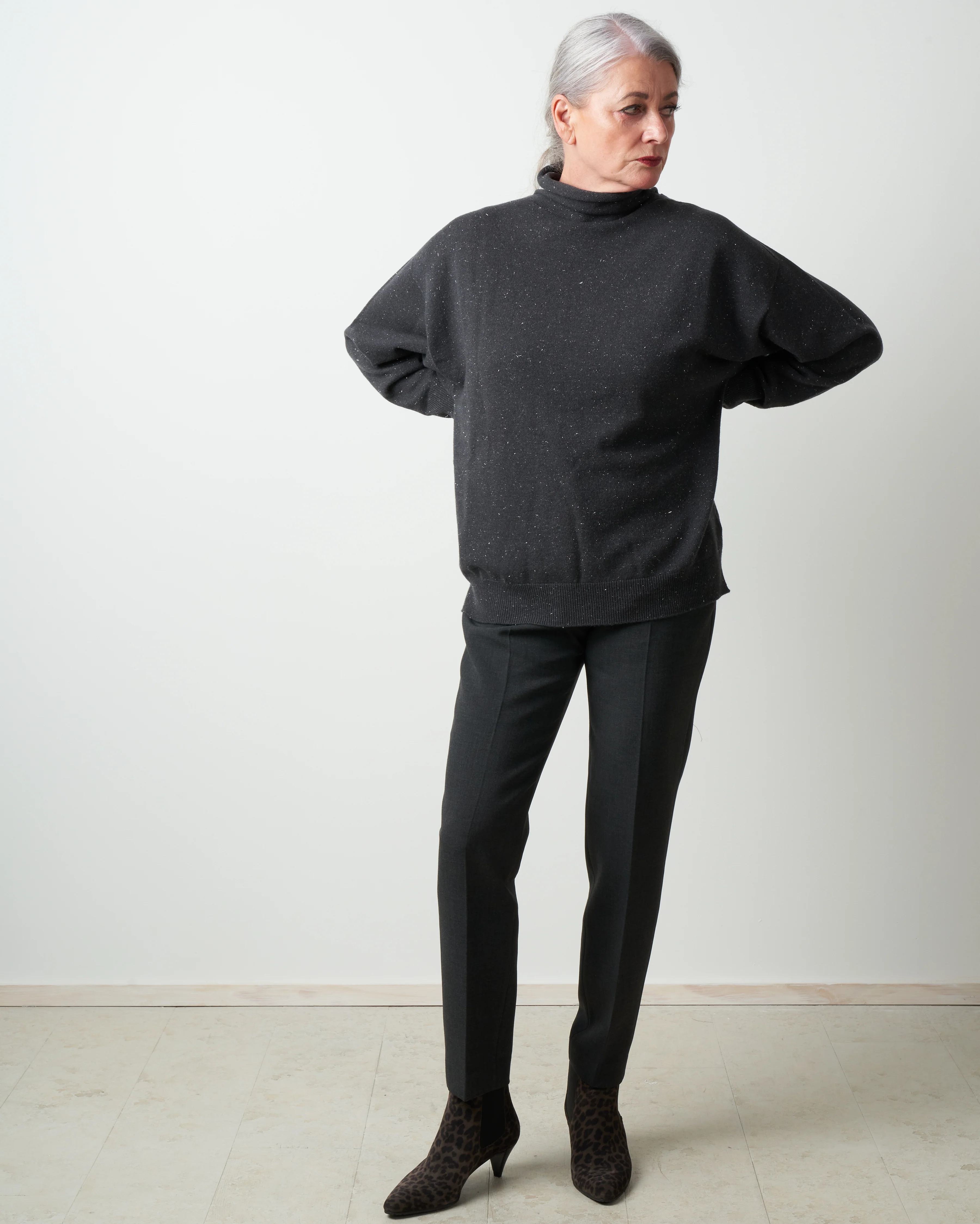 bi stretch compact ponte pant - charcoal - Image 4