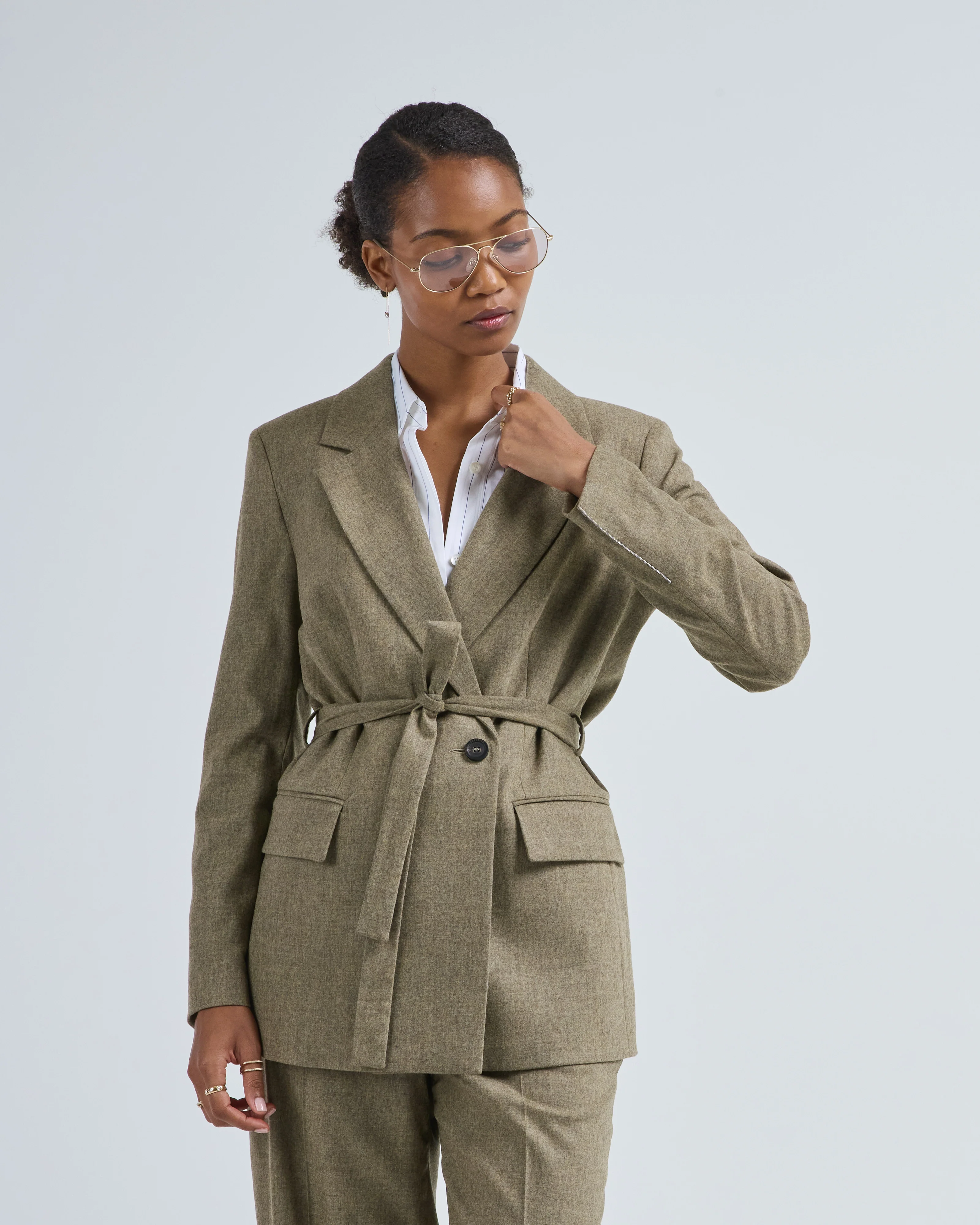 cashmere wool belted jacket - Image 2