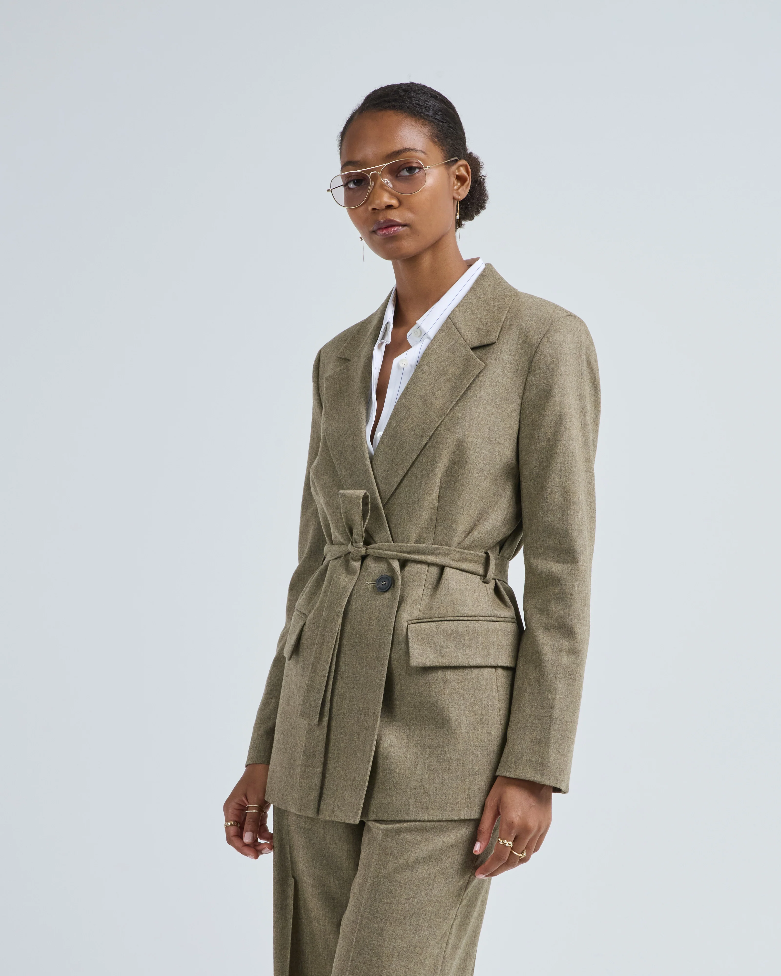 cashmere wool belted jacket - Image 3