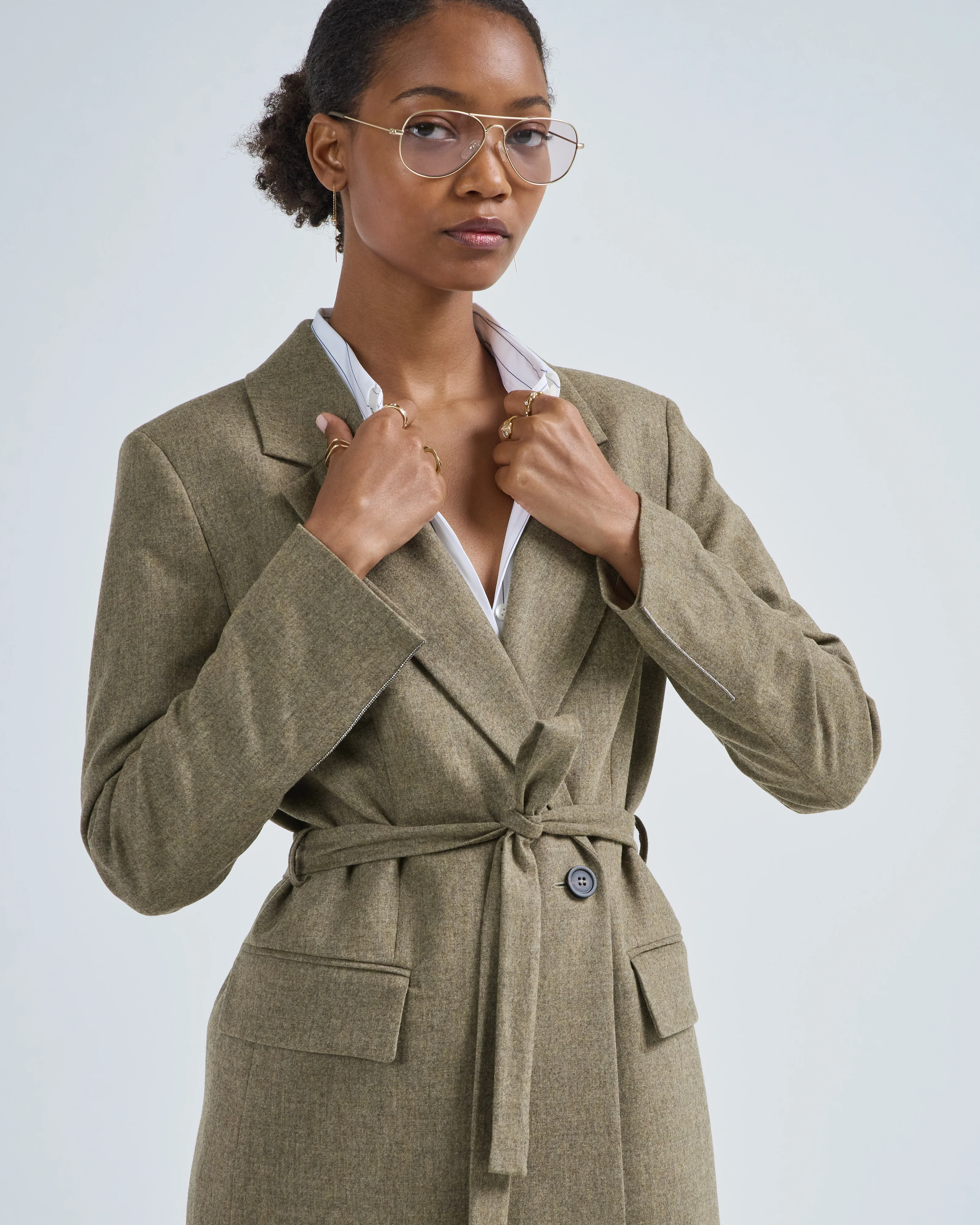 cashmere wool belted jacket - Image 5