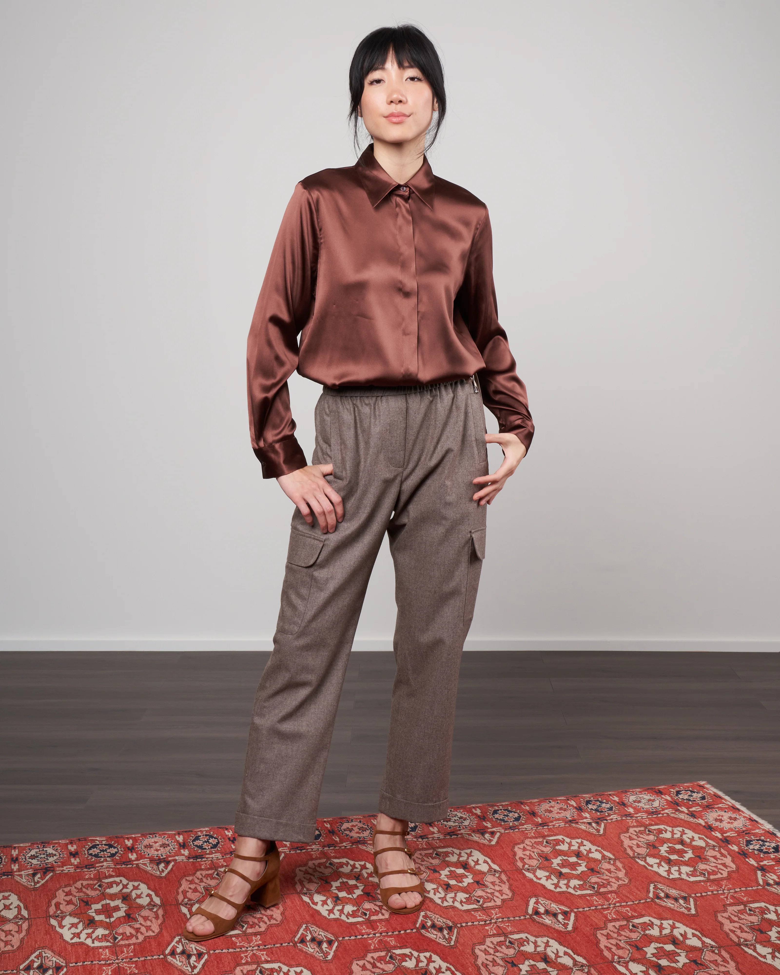 charmeuse blouse - carob - Image 2