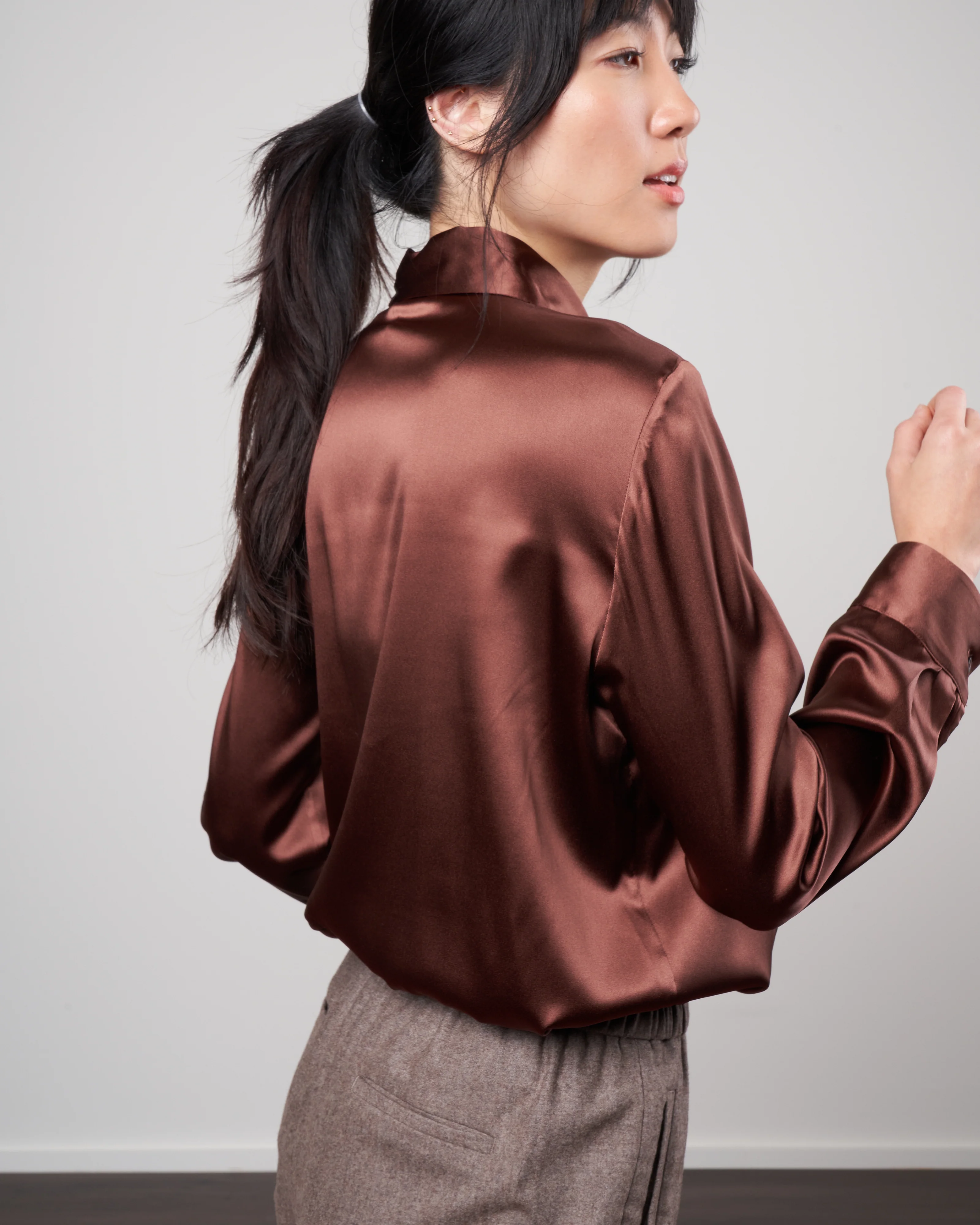 charmeuse blouse - carob - Image 3