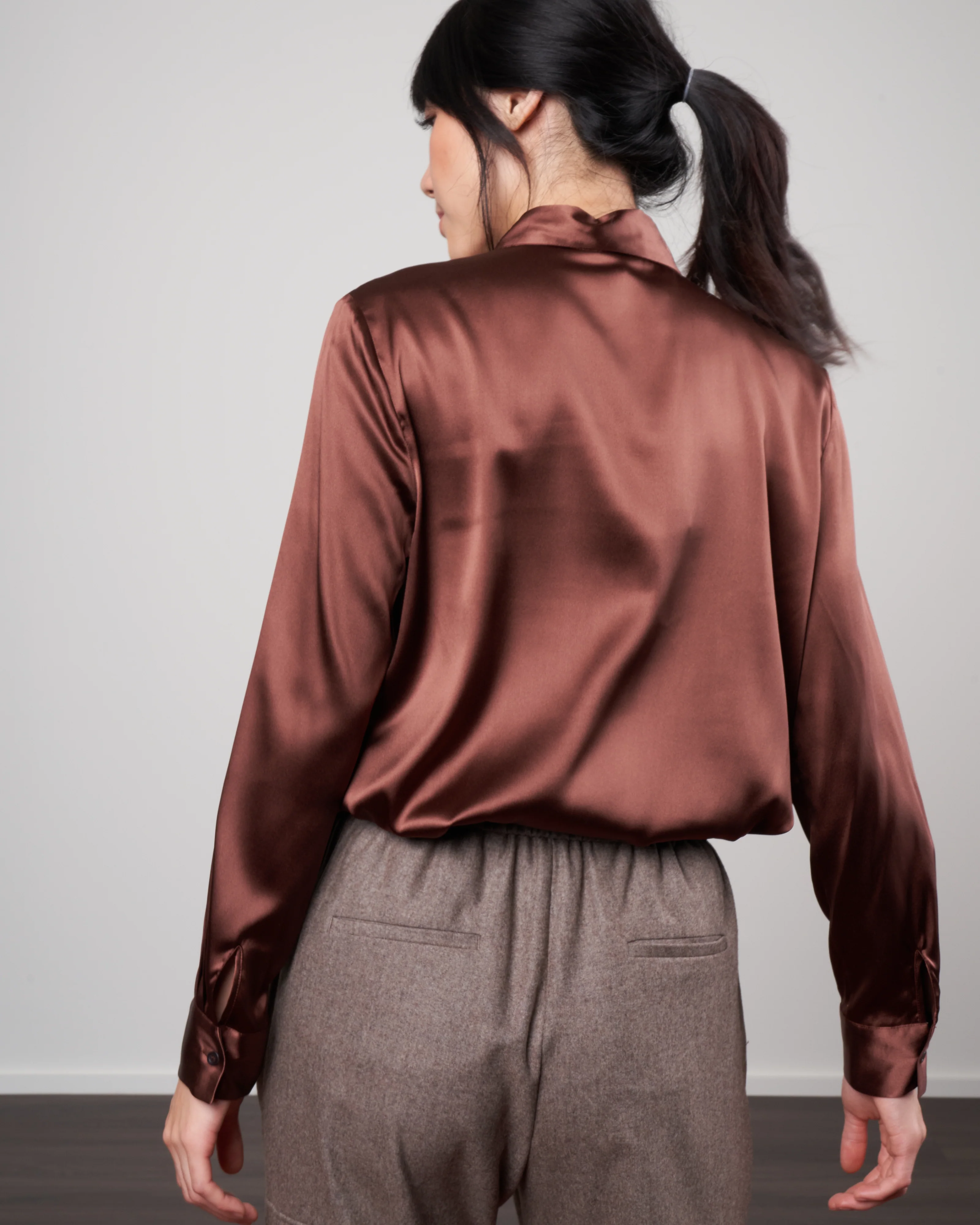 charmeuse blouse - carob - Image 4