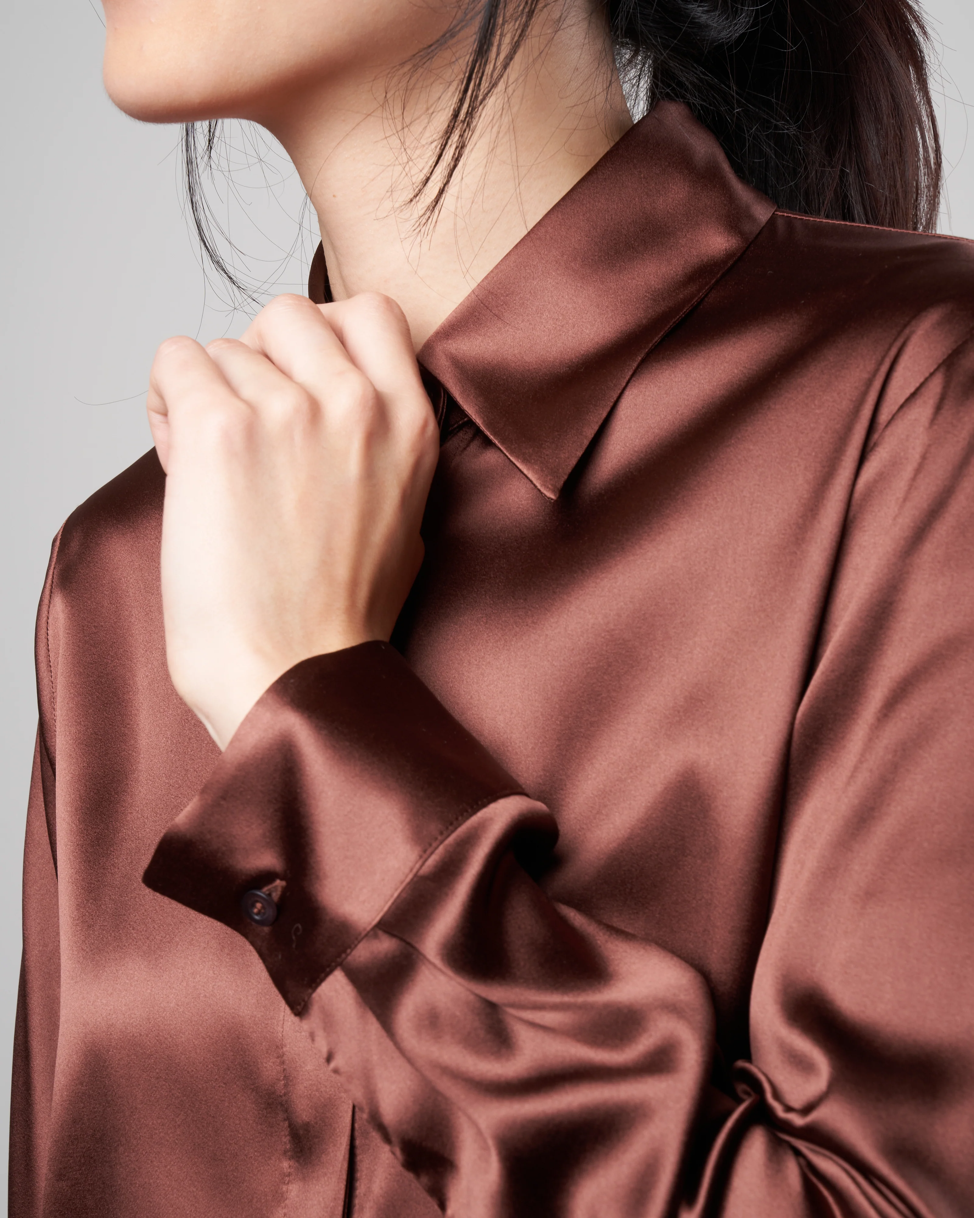 charmeuse blouse - carob - Image 5