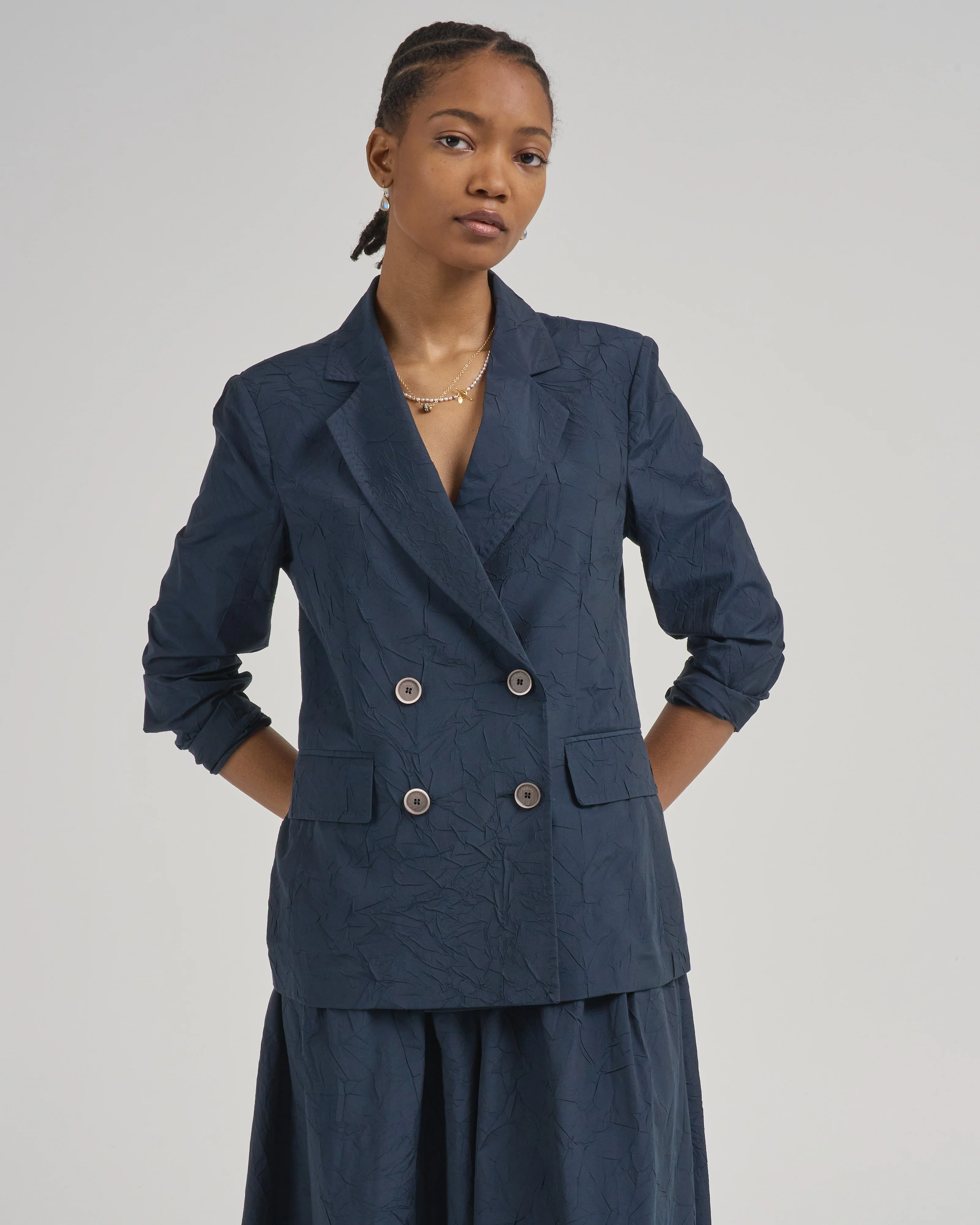 crushed cotton plain weave jacket - Image 3