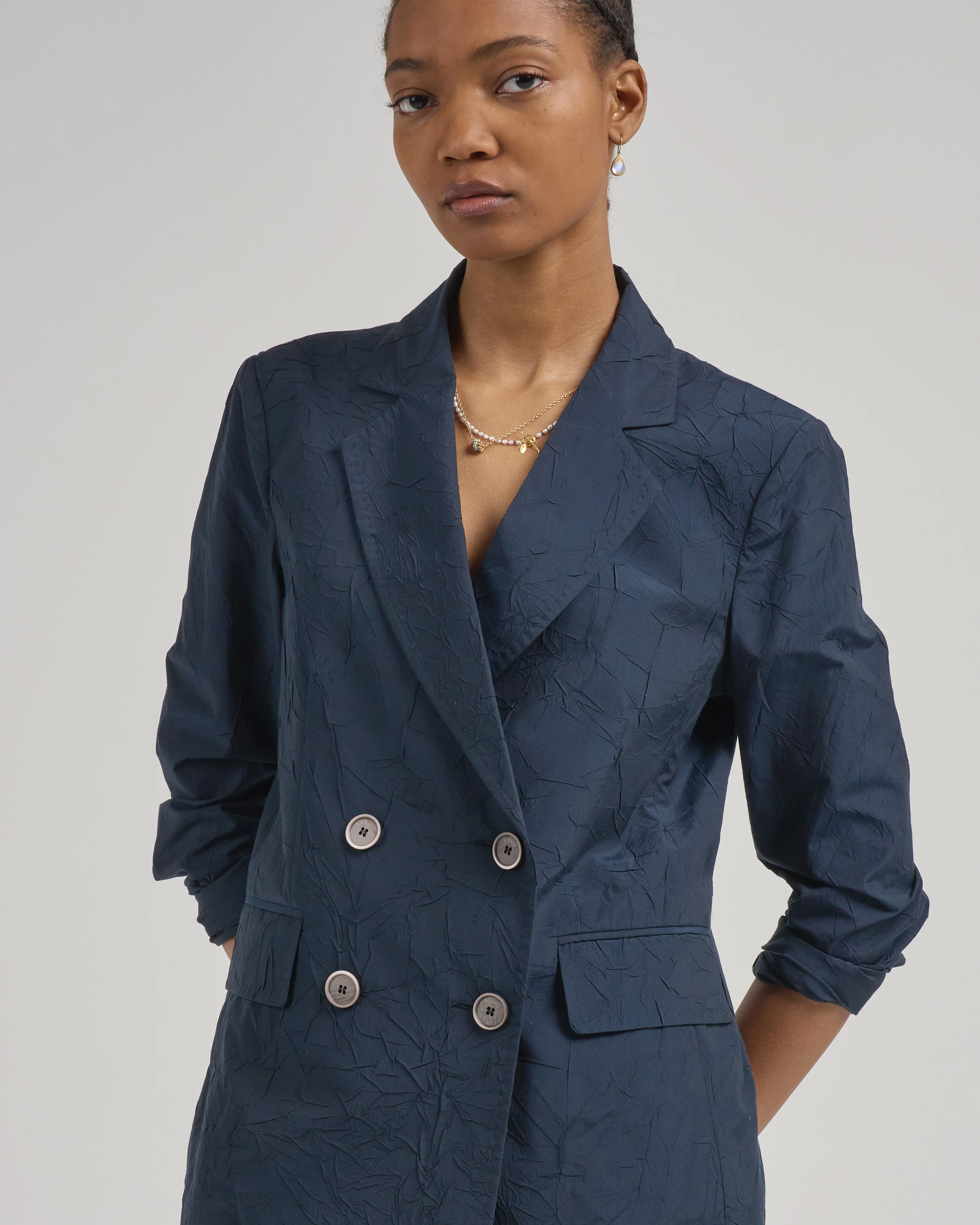 crushed cotton plain weave jacket - Image 5