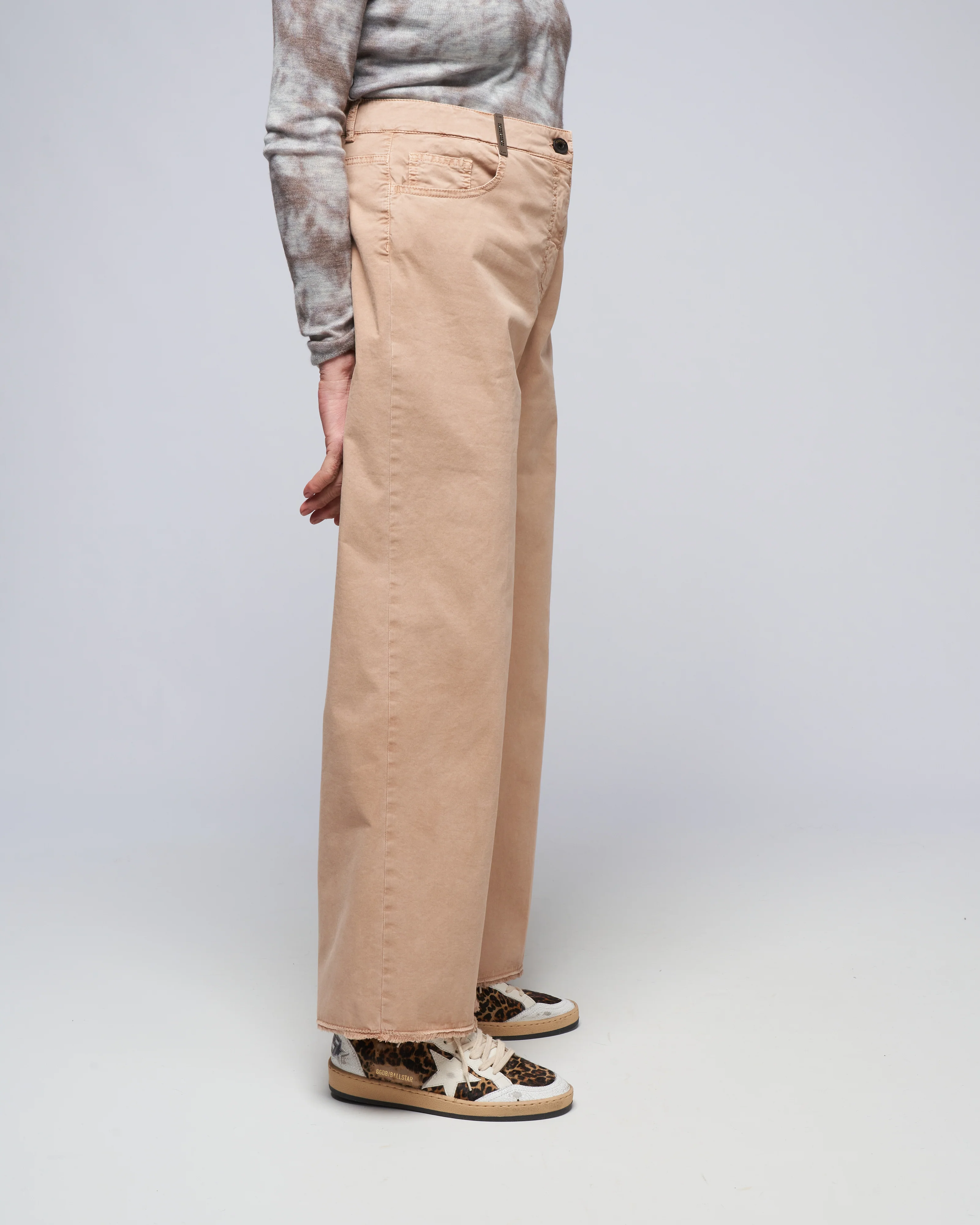 denim stretch gab wide leg pant - desert beige - Image 2
