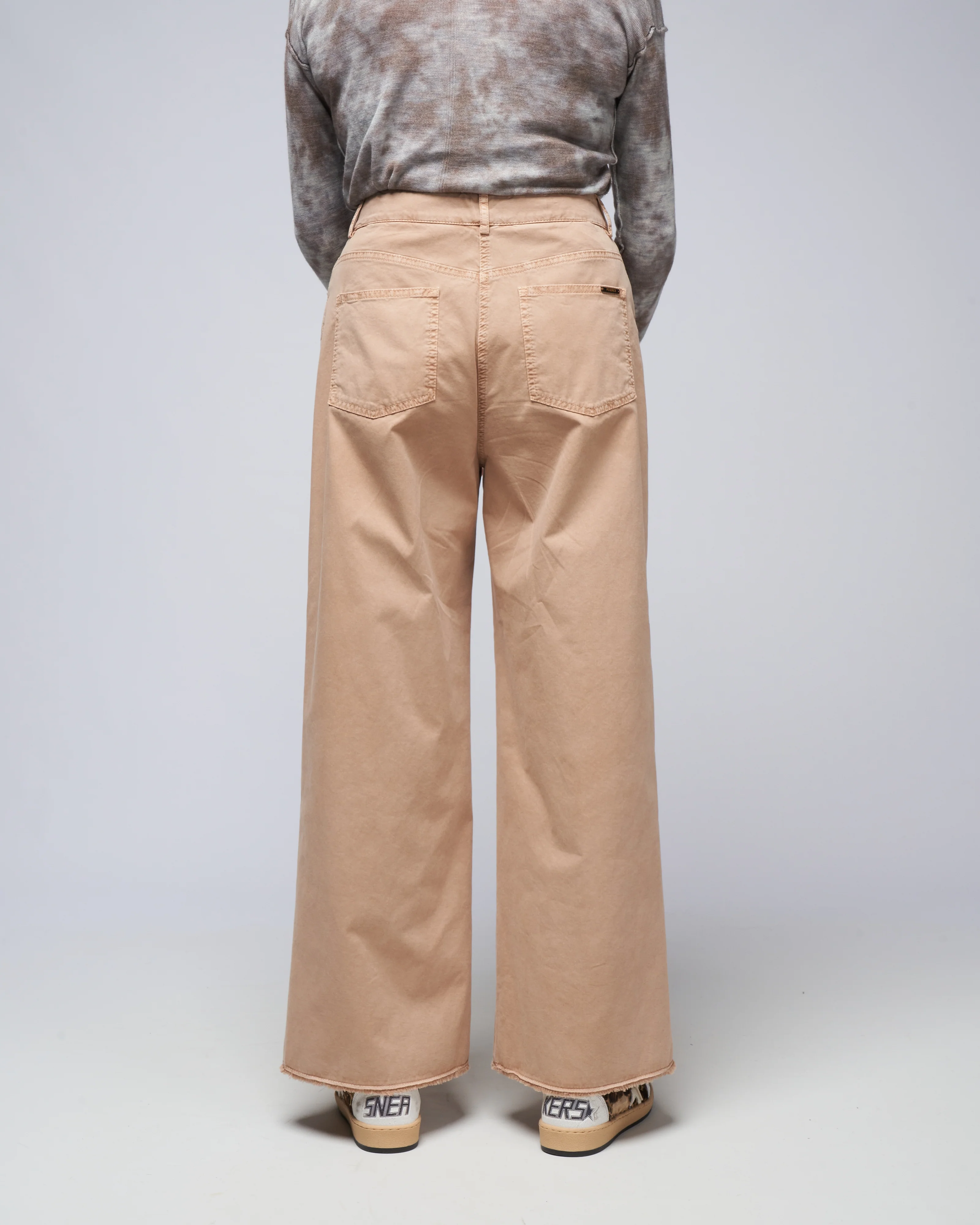 denim stretch gab wide leg pant - desert beige - Image 3