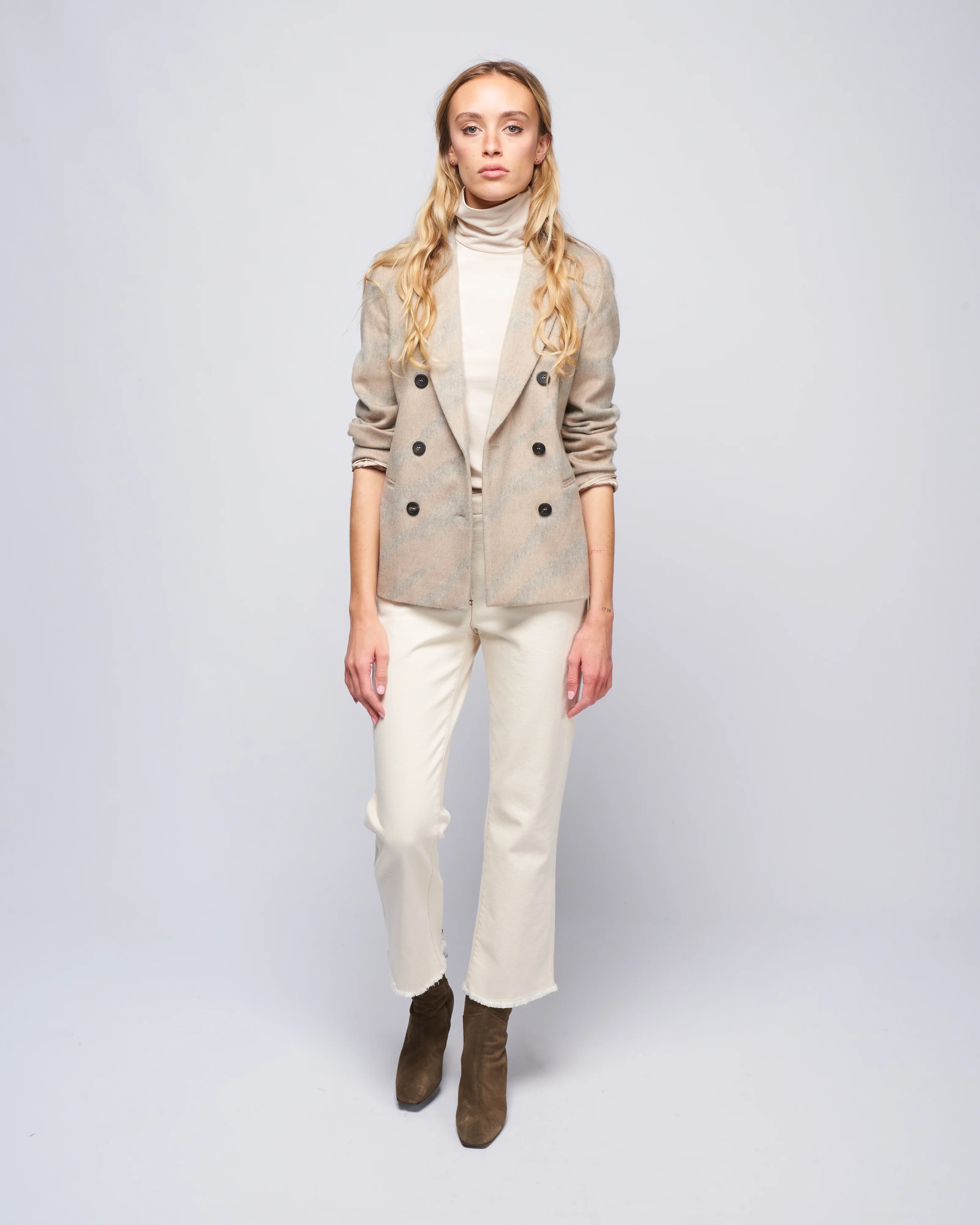 double breast blazer - tavertine melange grey - Image 2