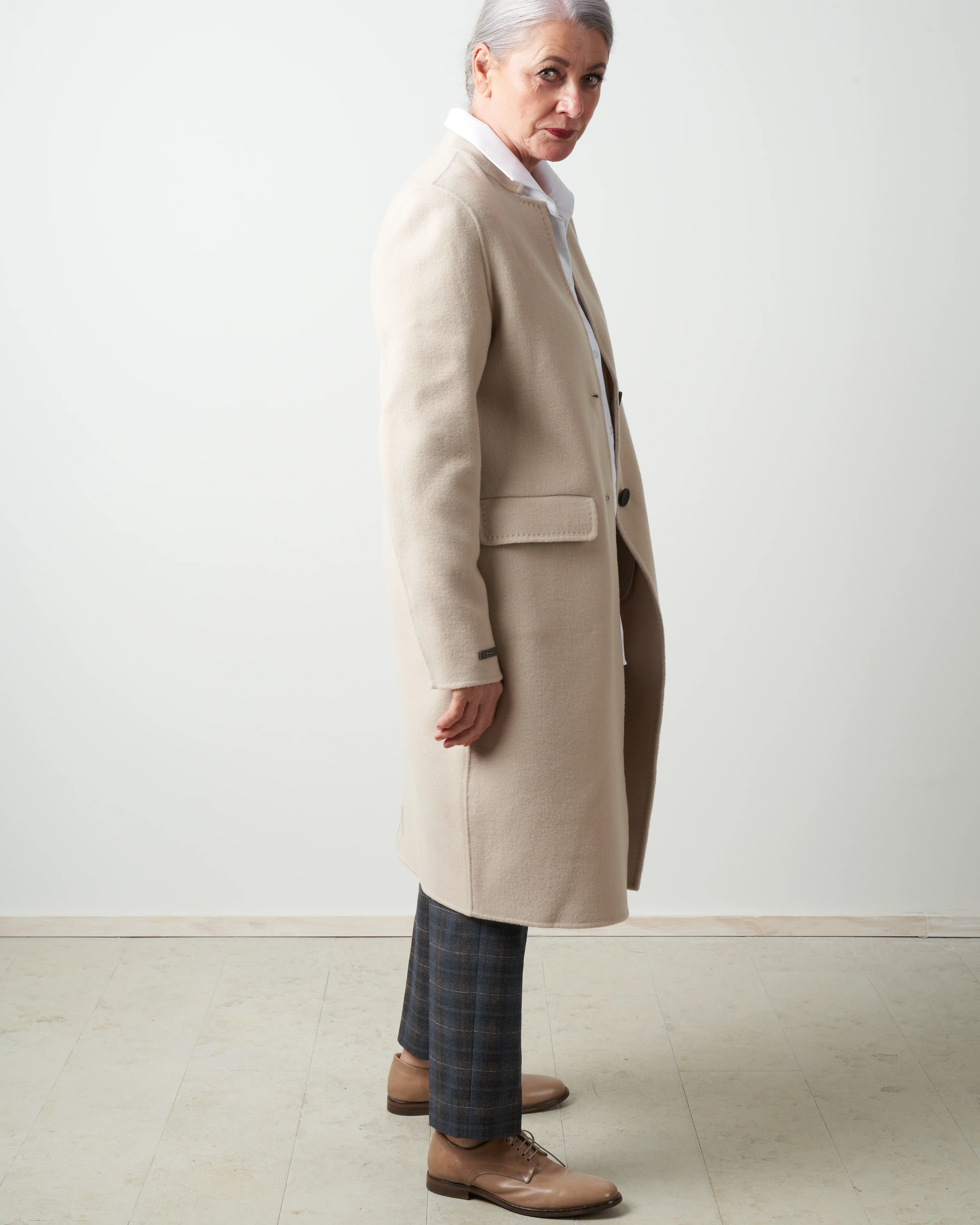 double face coat - beige - Image 3