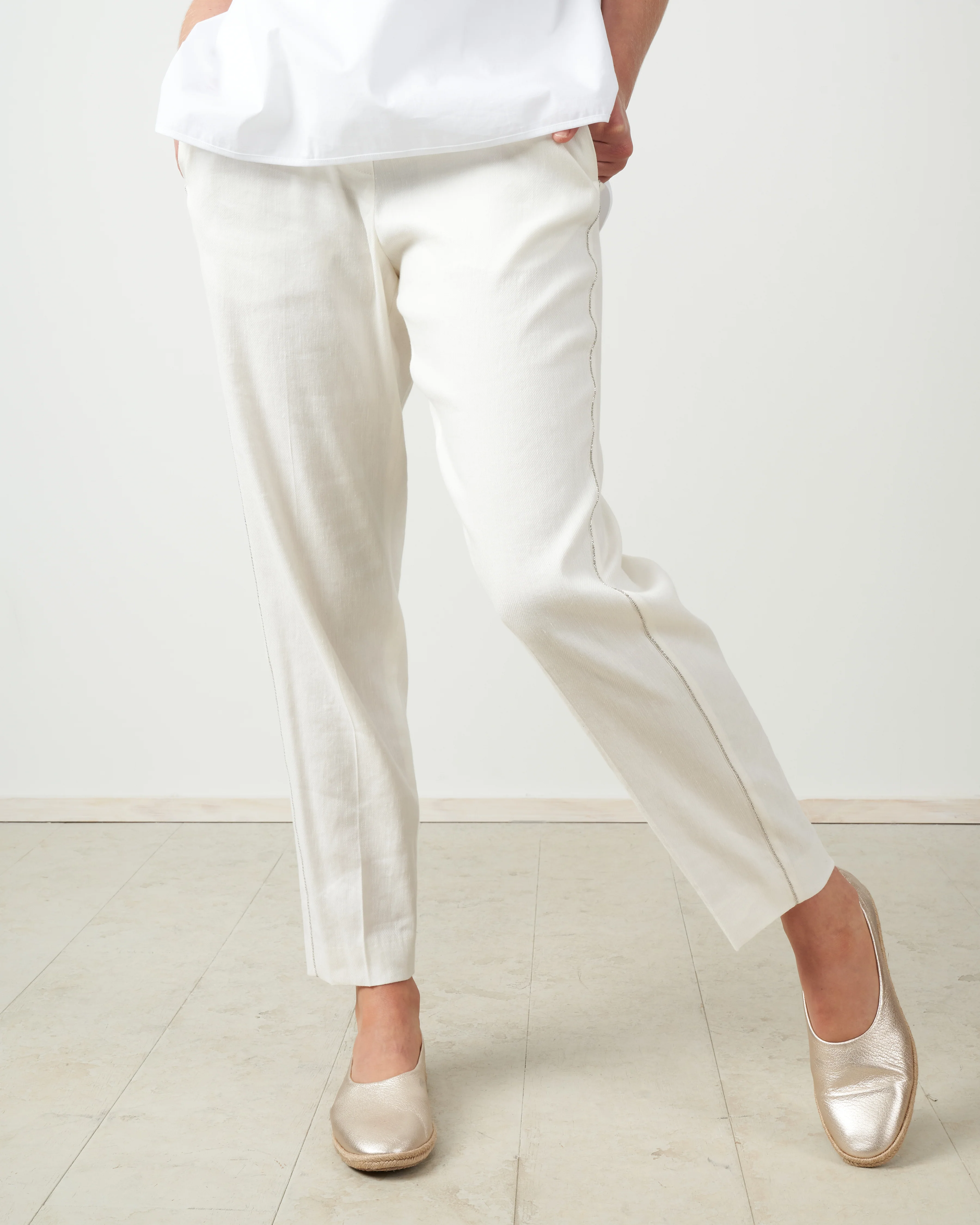 elastic waist pant - cream - Image 2