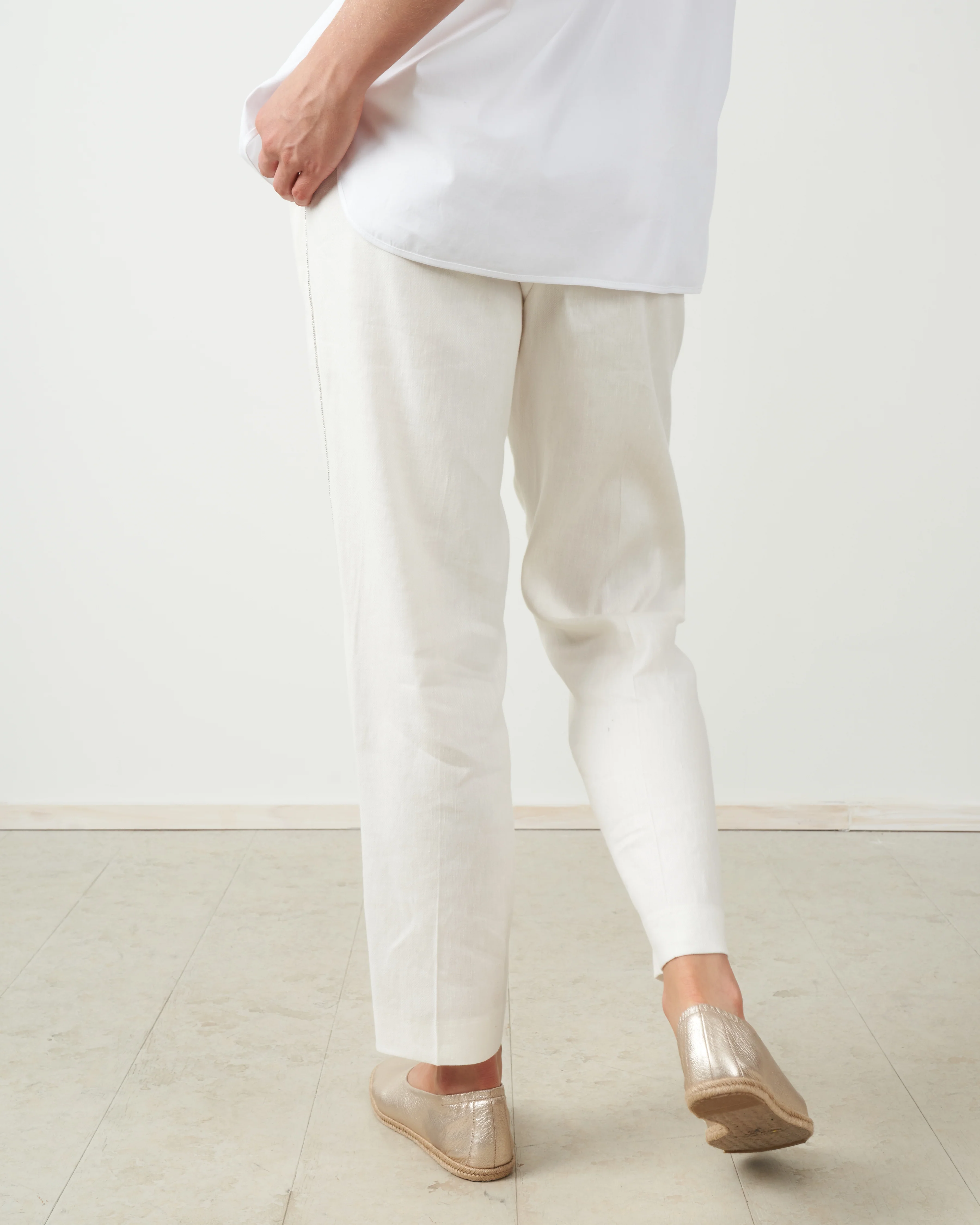 elastic waist pant - cream - Image 3
