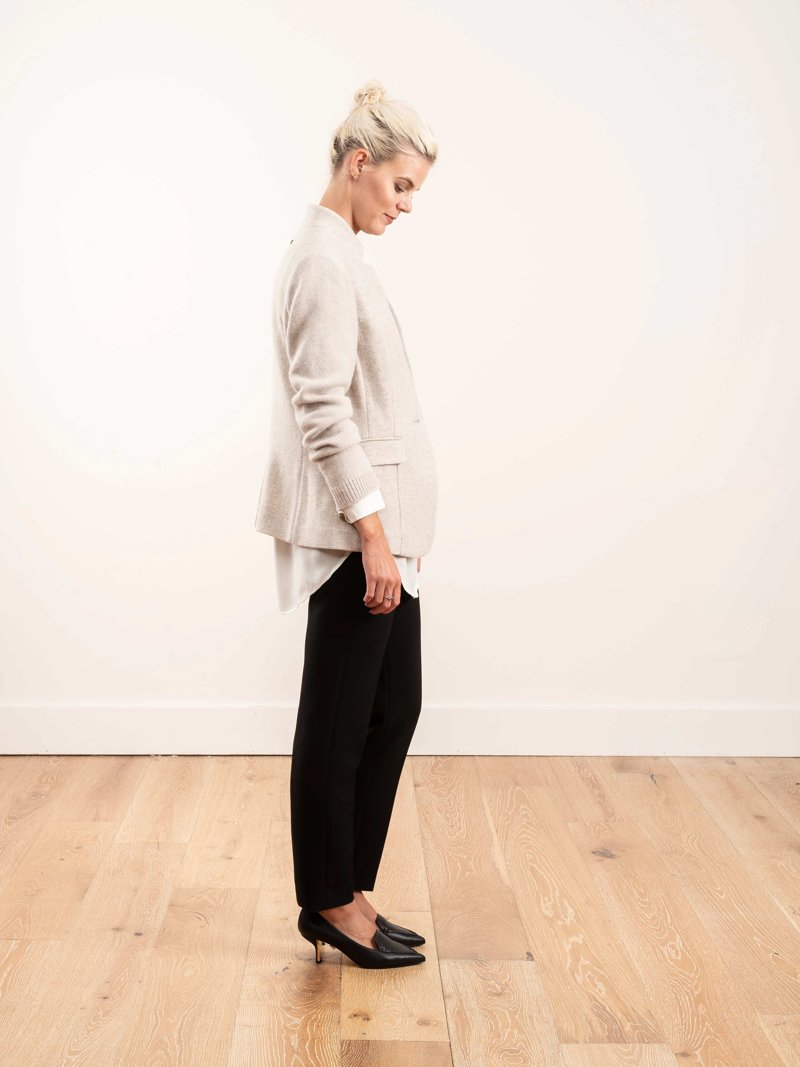 jacket w/ knit sleeves - ivory - Image 2