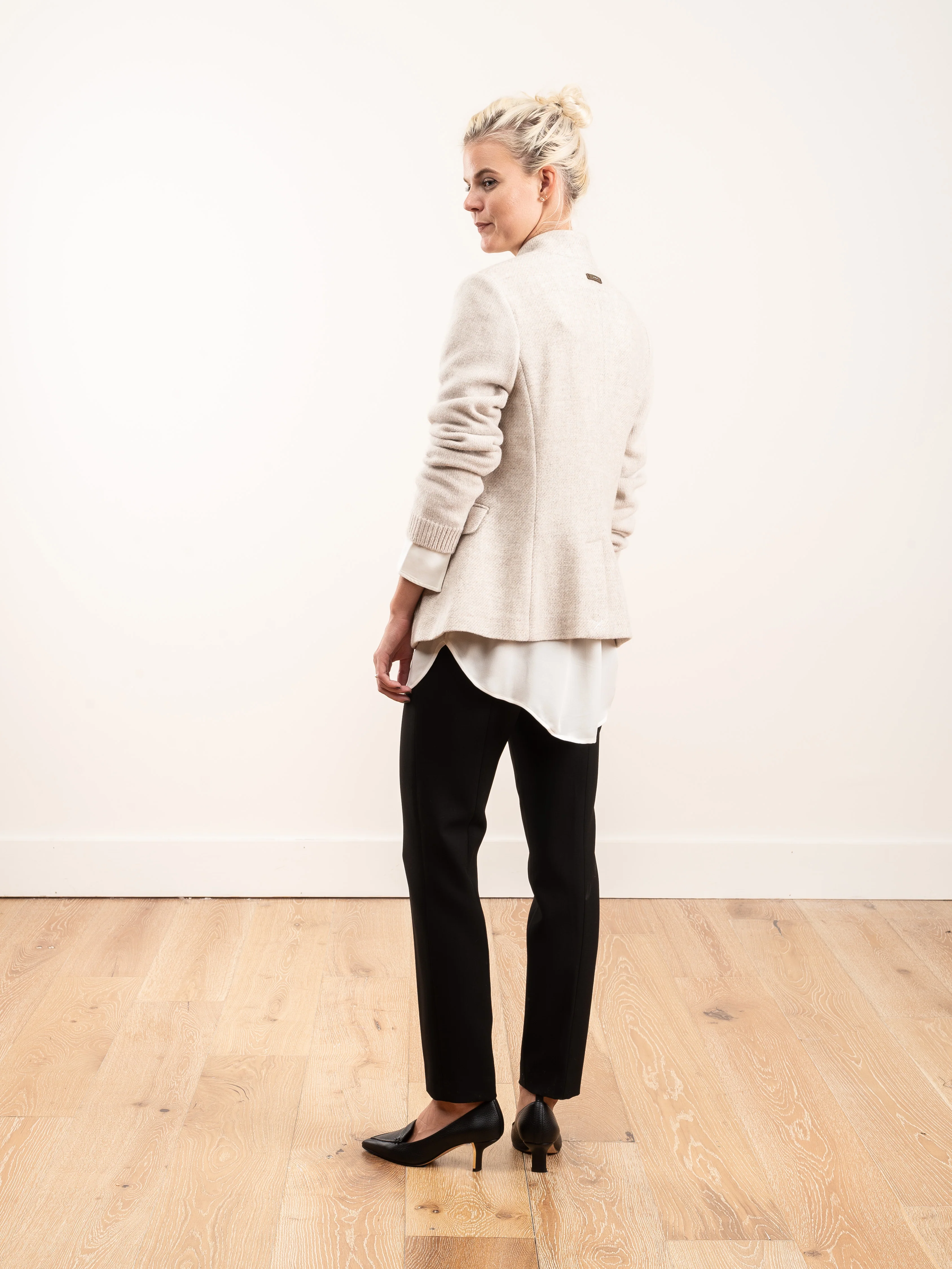 jacket w/ knit sleeves - ivory - Image 3