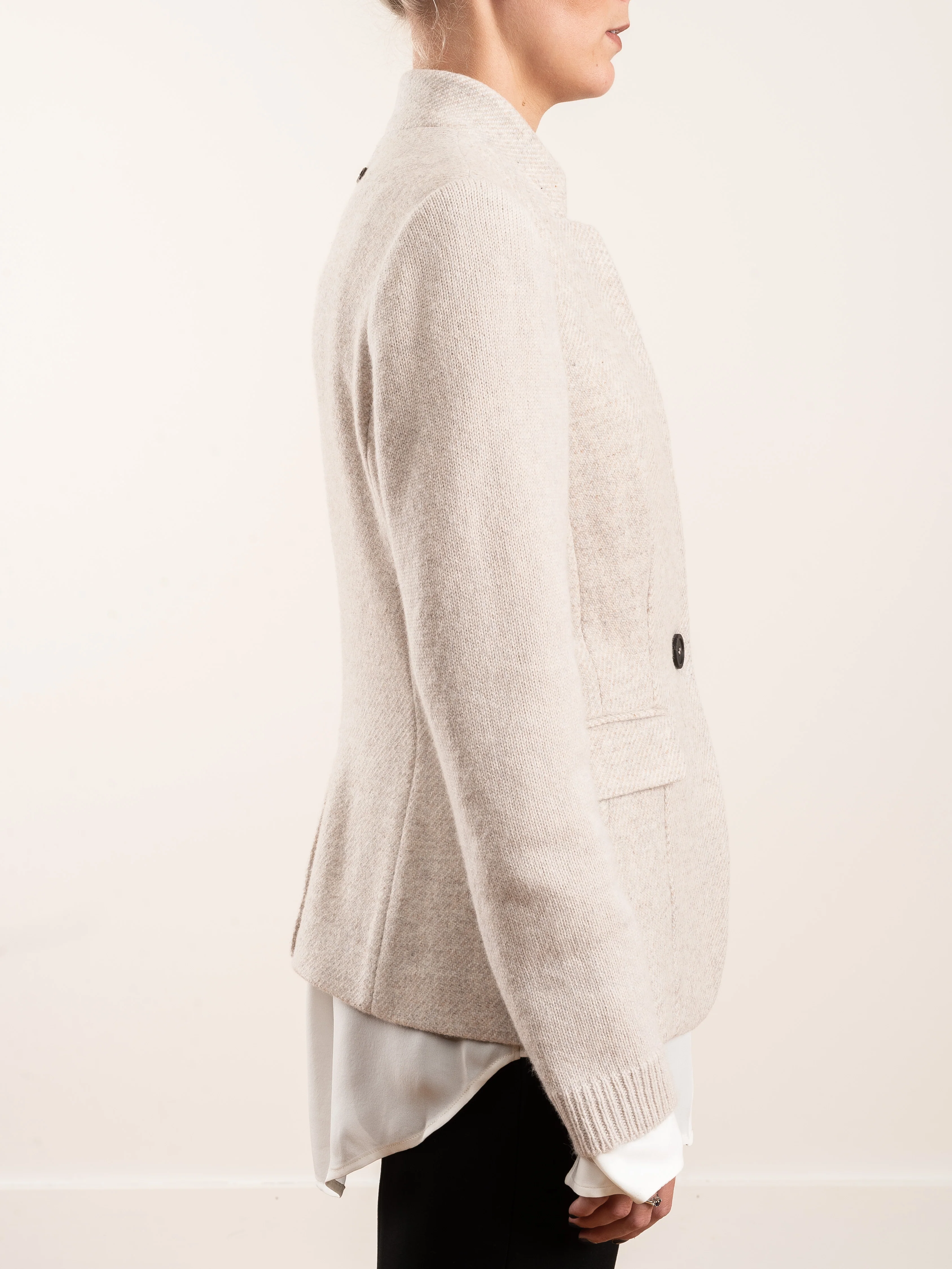 jacket w/ knit sleeves - ivory - Image 5