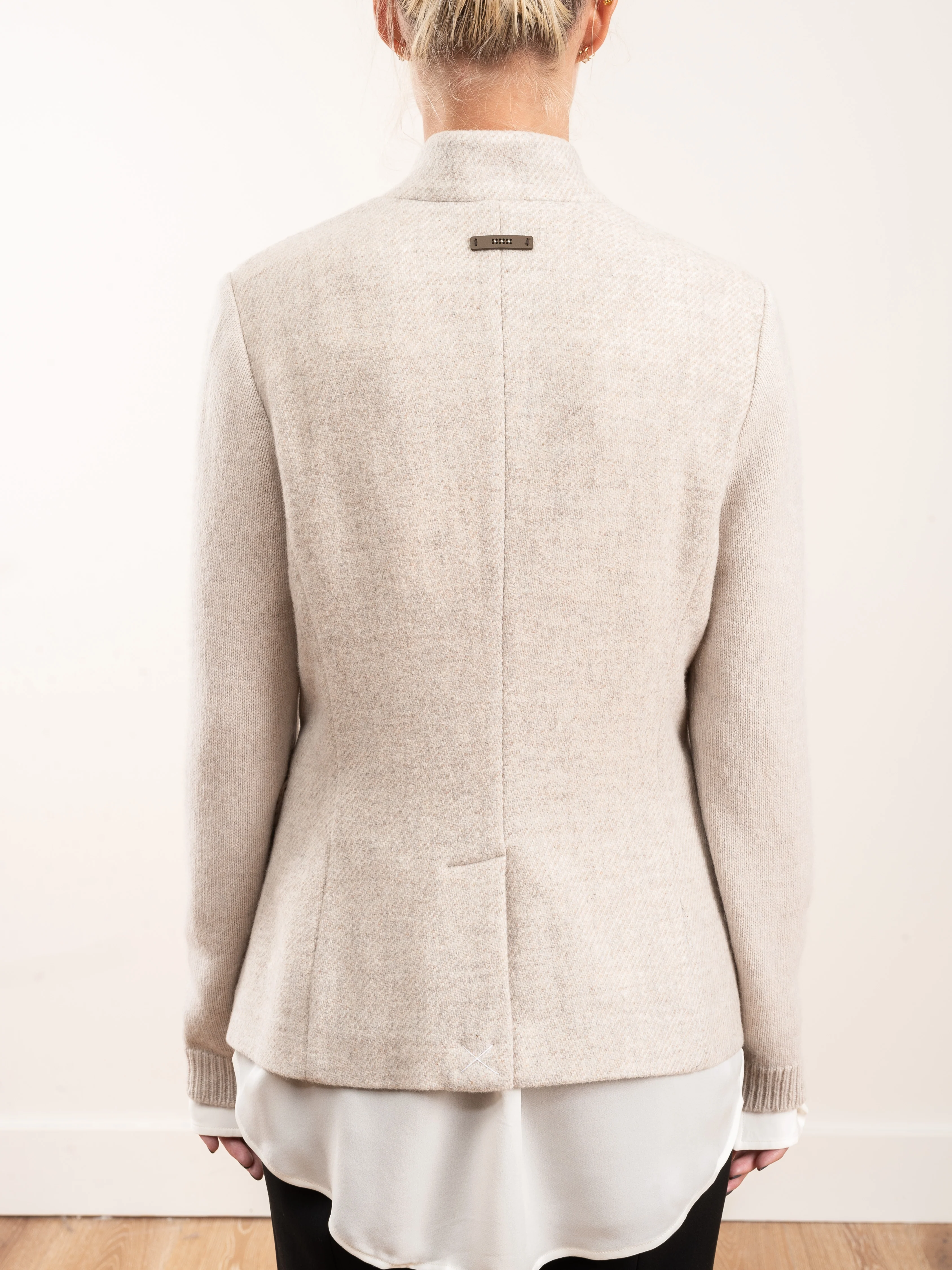 jacket w/ knit sleeves - ivory - Image 6