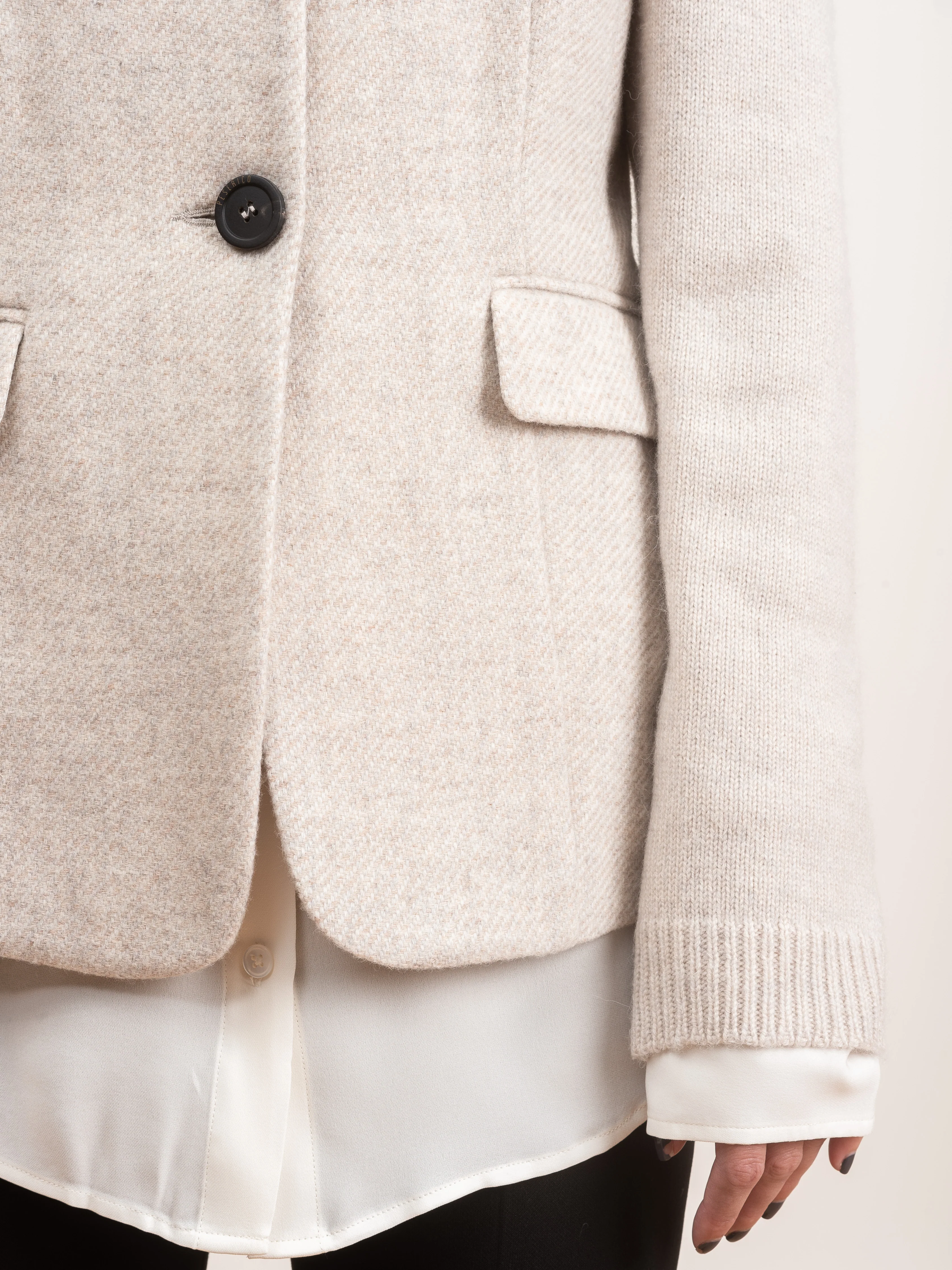 jacket w/ knit sleeves - ivory - Image 8
