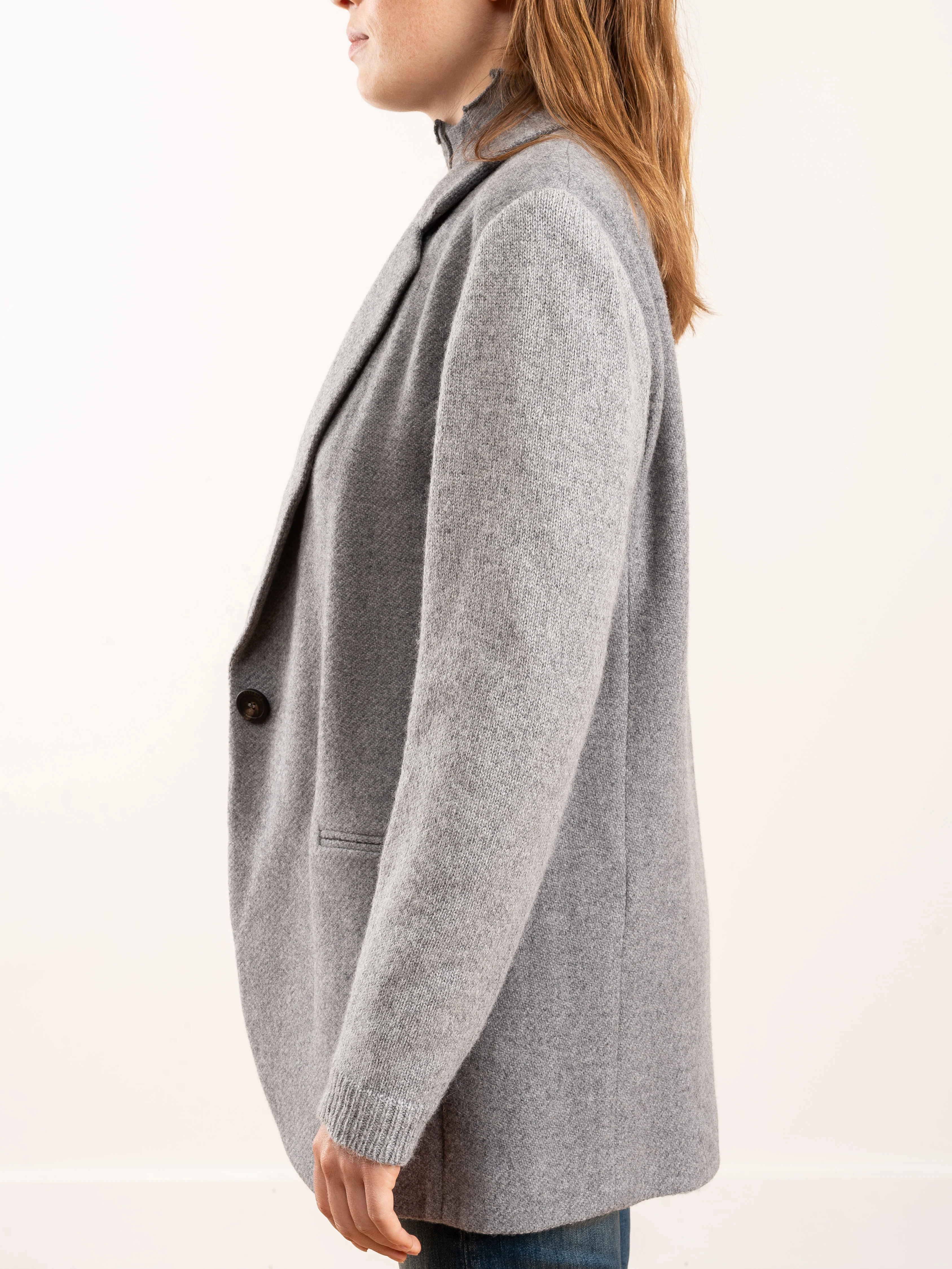 knit sleeve jacket w/ standup collar - grey - Image 6