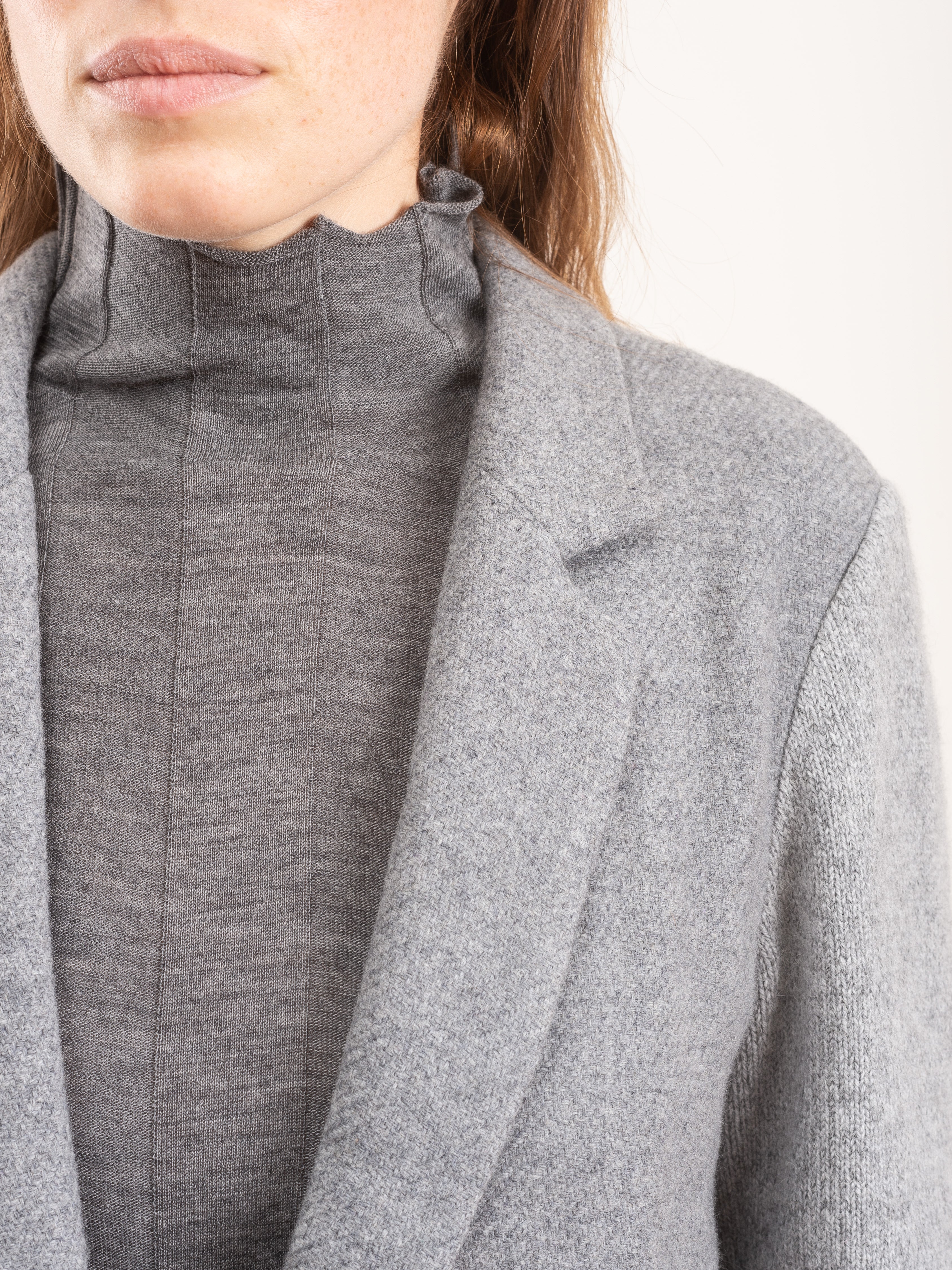 knit sleeve jacket w/ standup collar - grey - Image 7