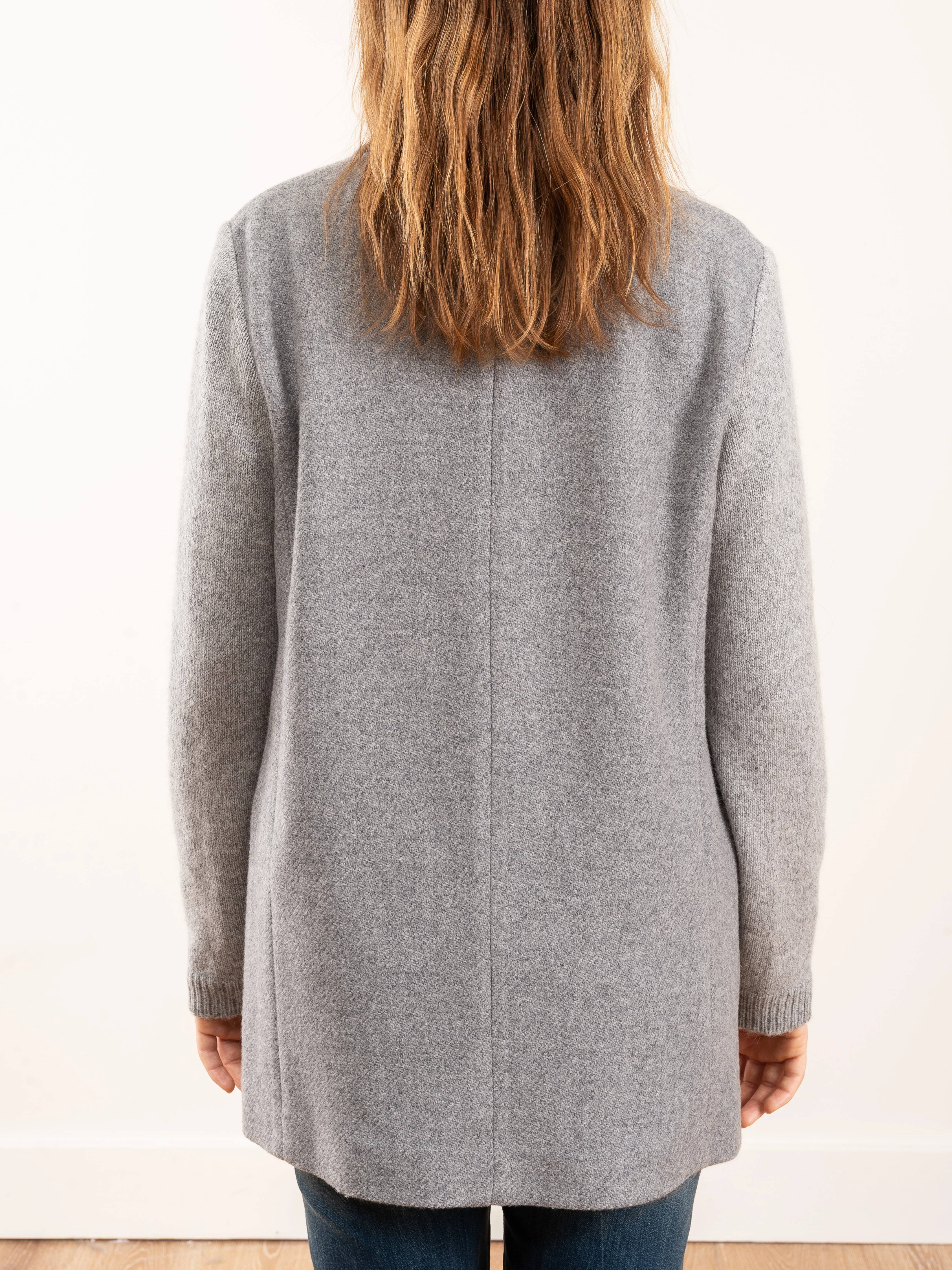 knit sleeve jacket w/ standup collar - grey - Image 8