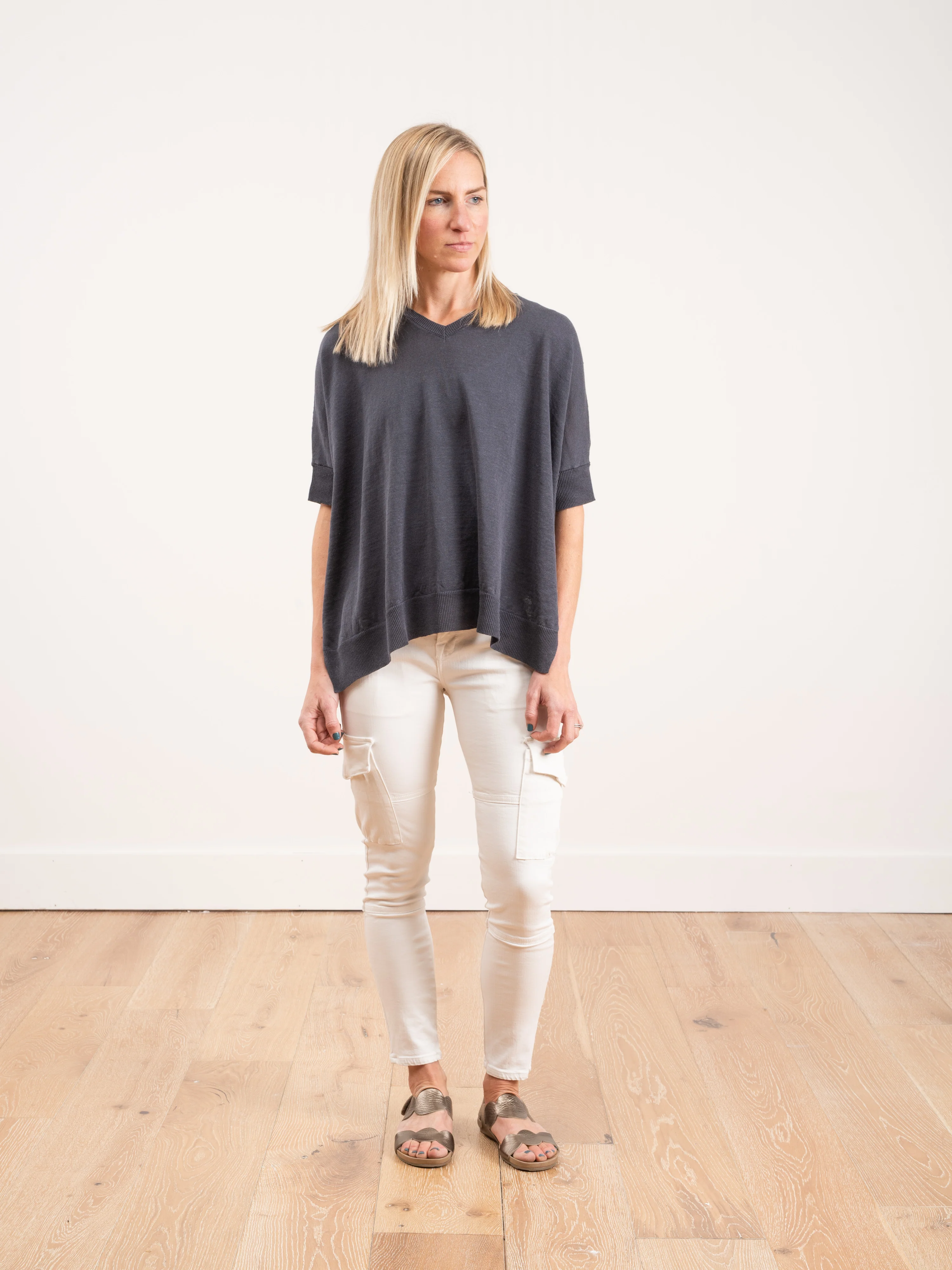 linen sweater - slate