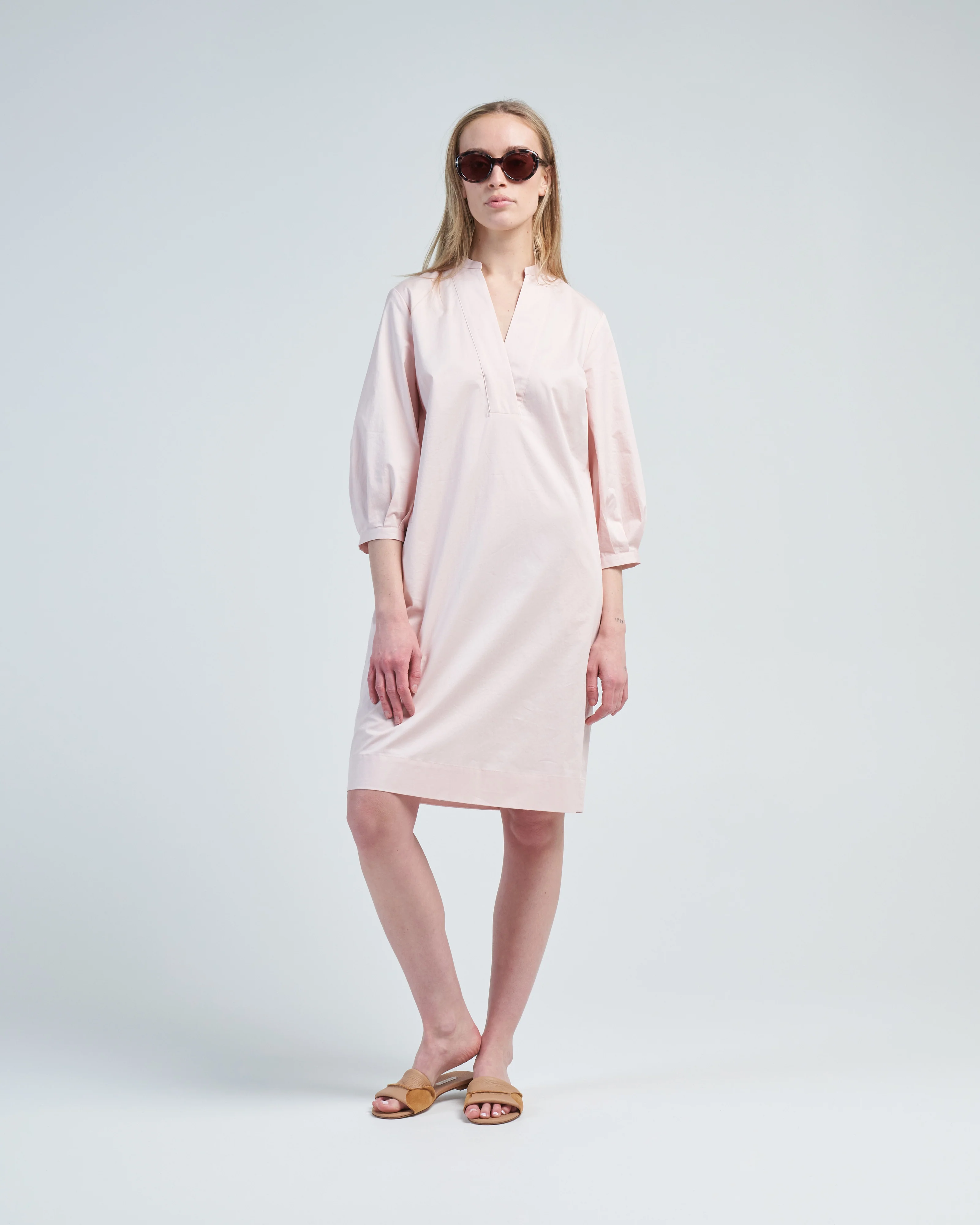 ls stretch cotton midi dress - Image 2