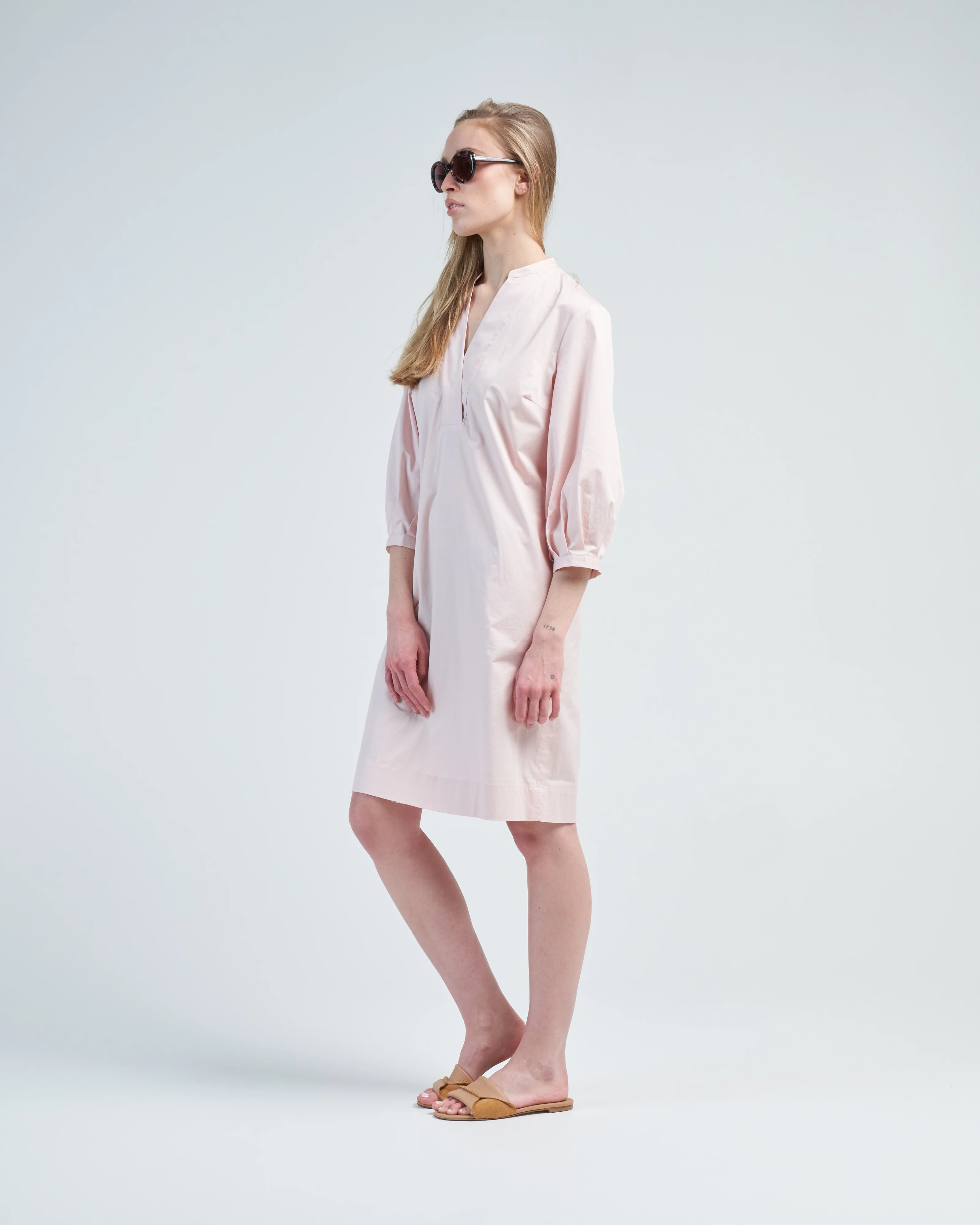 ls stretch cotton midi dress - Image 3
