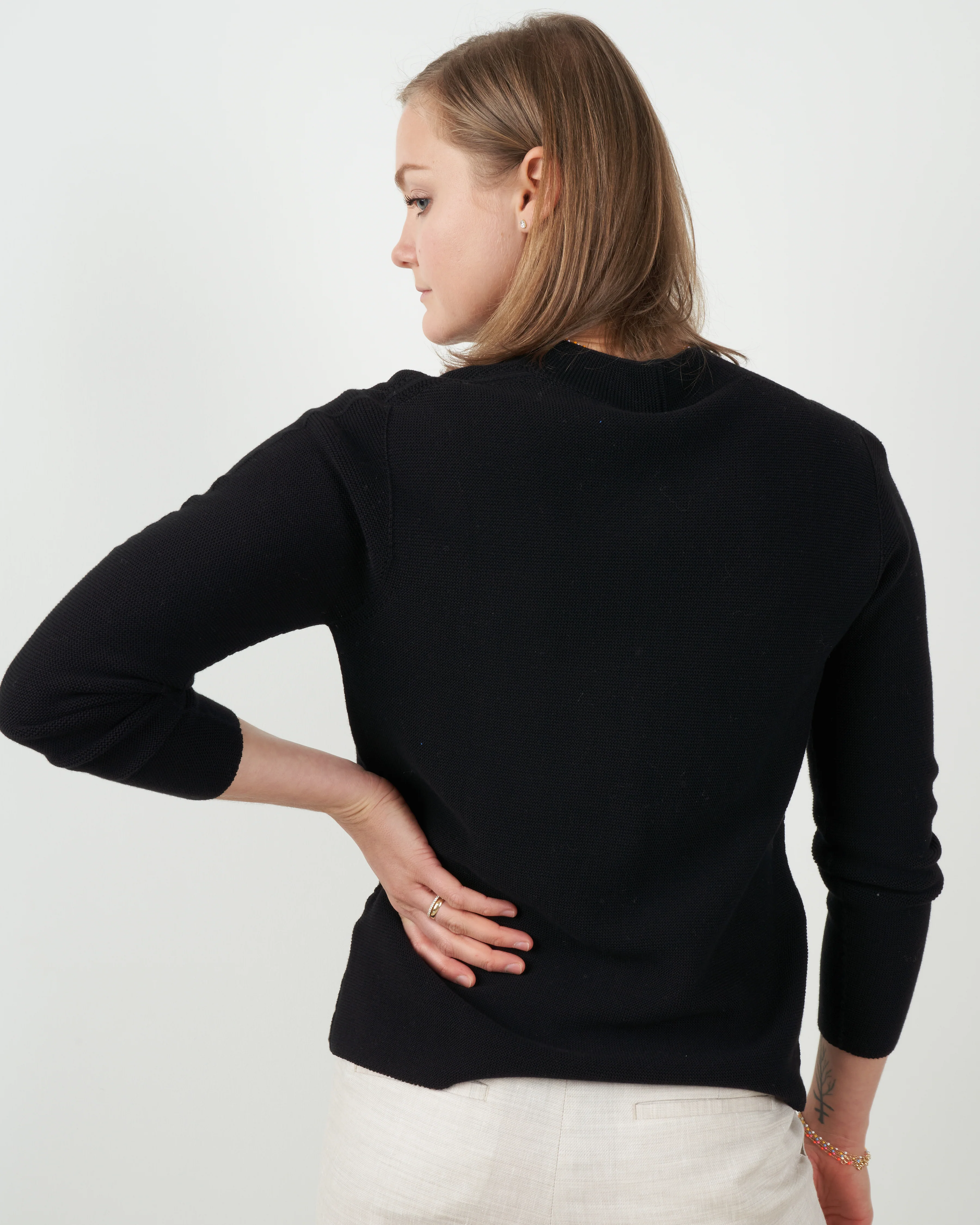 one button open collar cardigan - black - Image 3