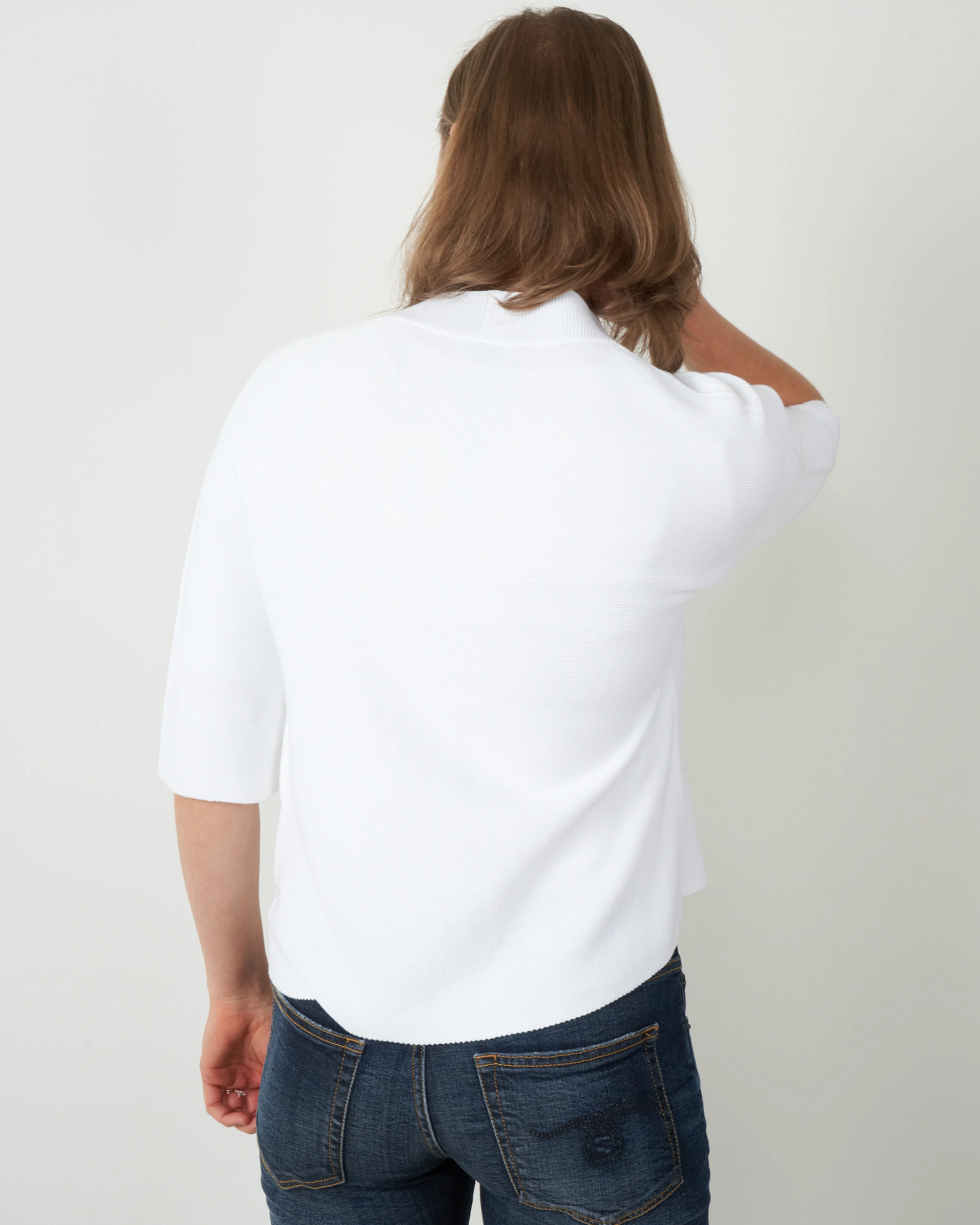 one button open collar cardigan - white - Image 3