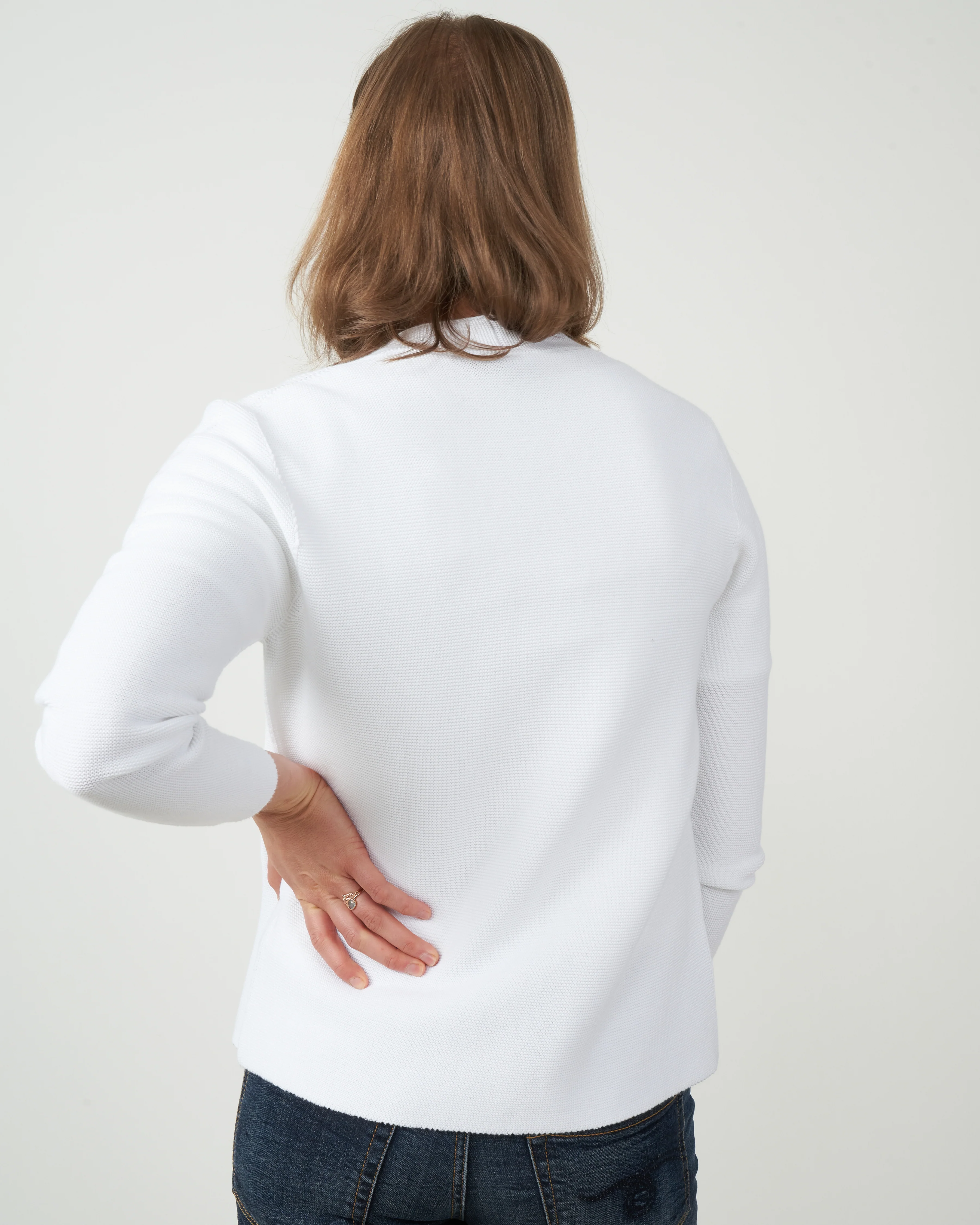 one button v-neck cardigan - white - Image 2