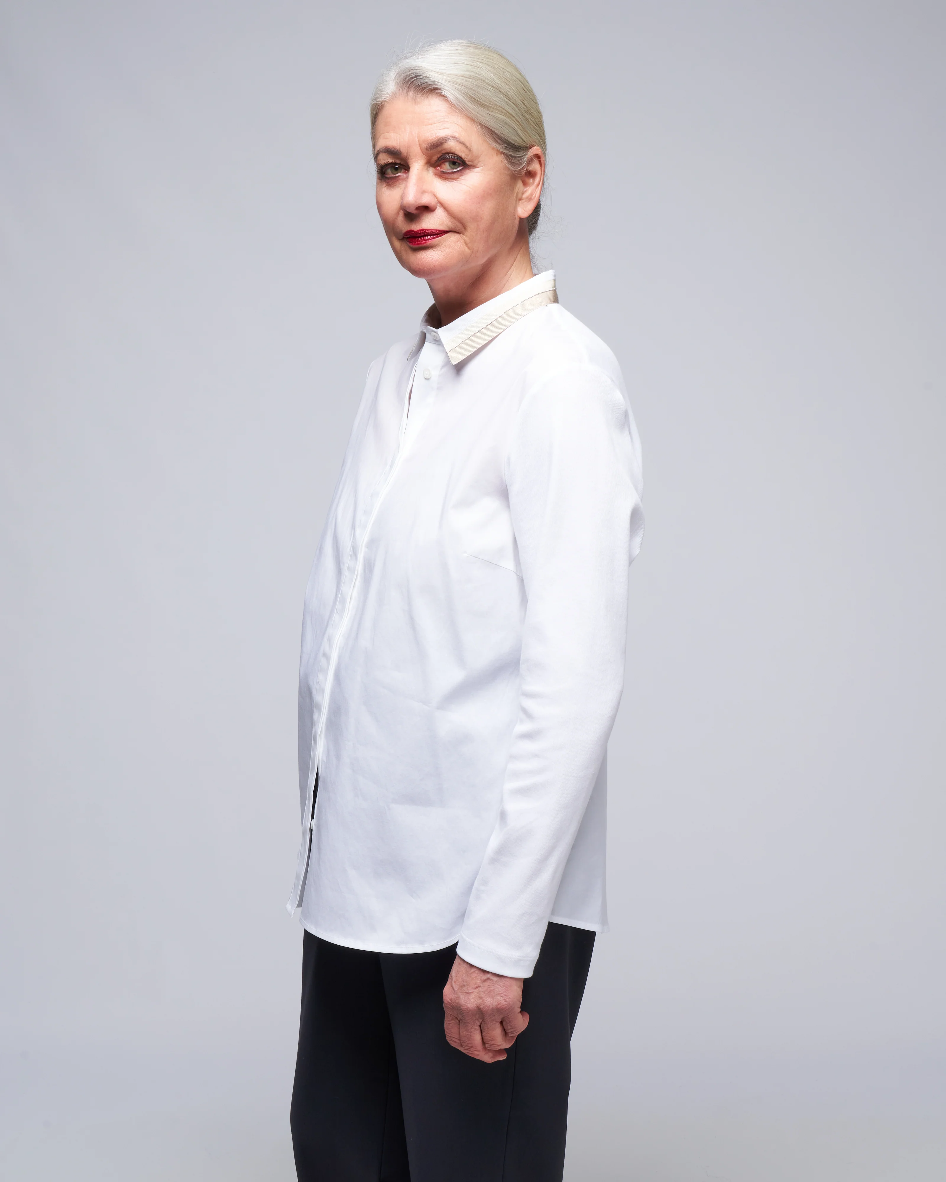 poplin/knit shirt - white - Image 3