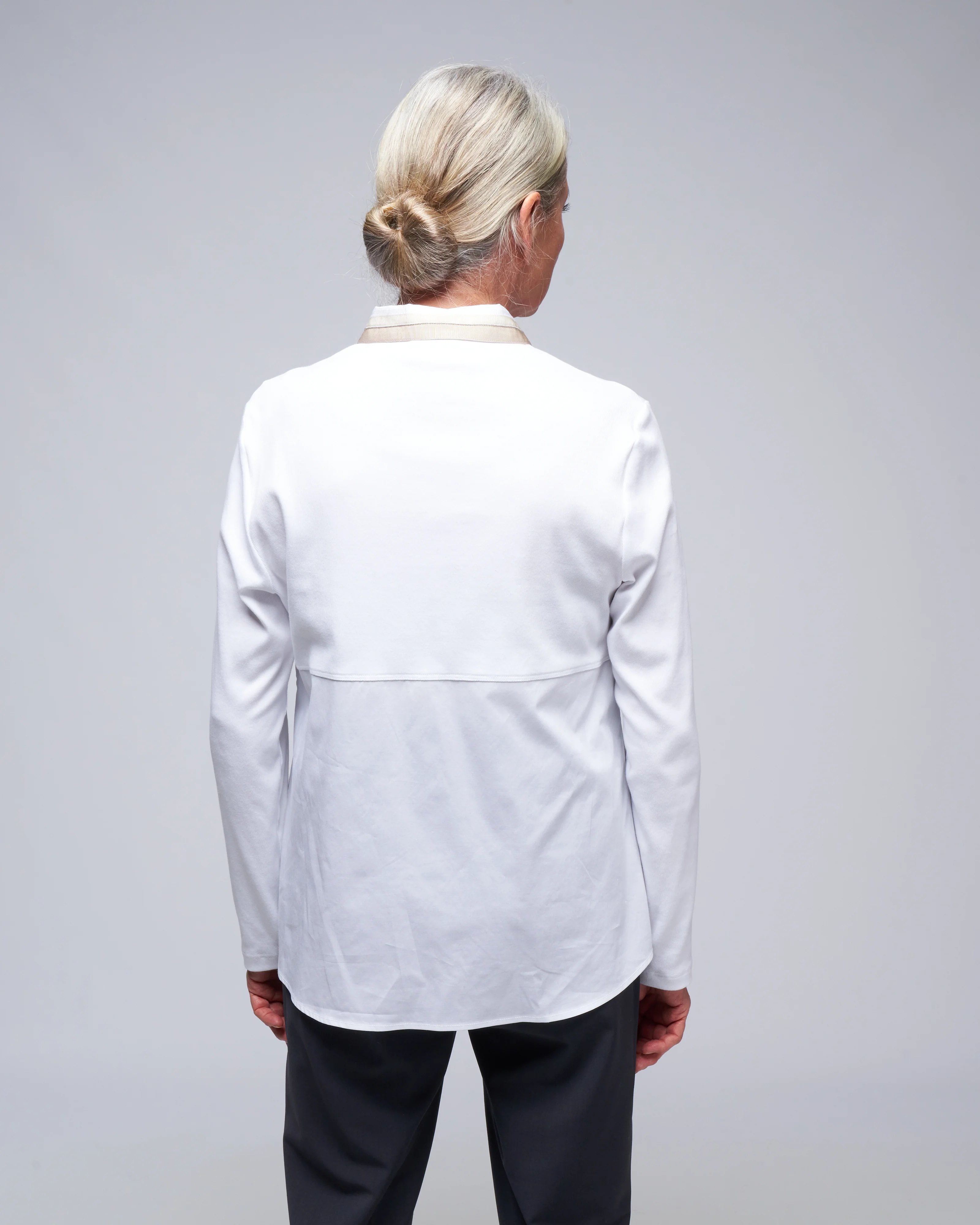 poplin/knit shirt - white - Image 4