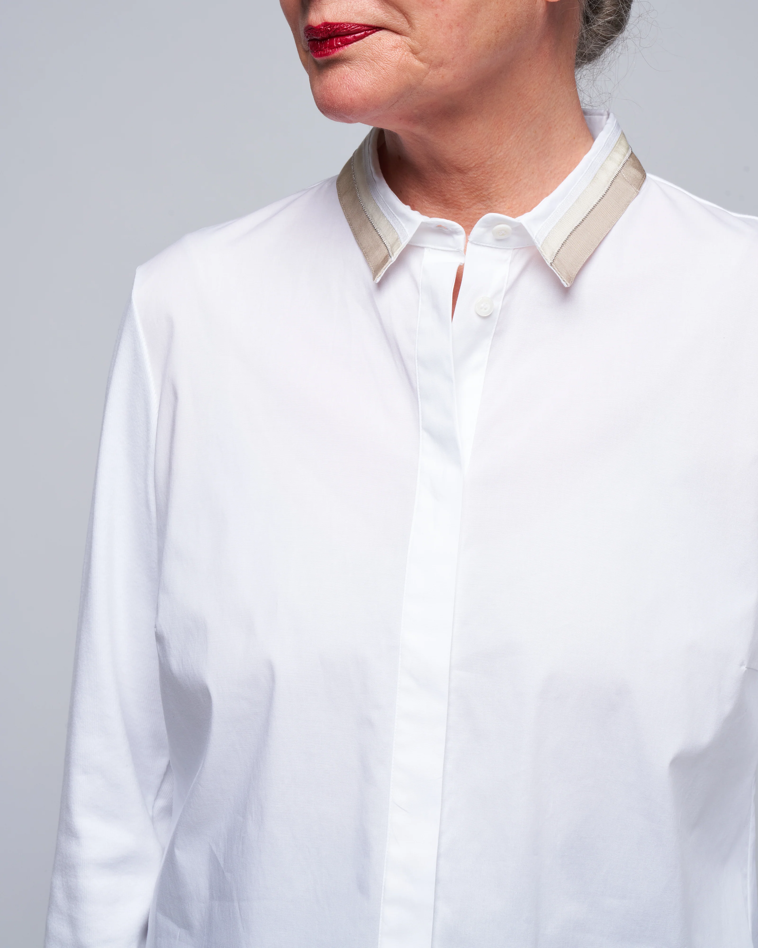 poplin/knit shirt - white - Image 5