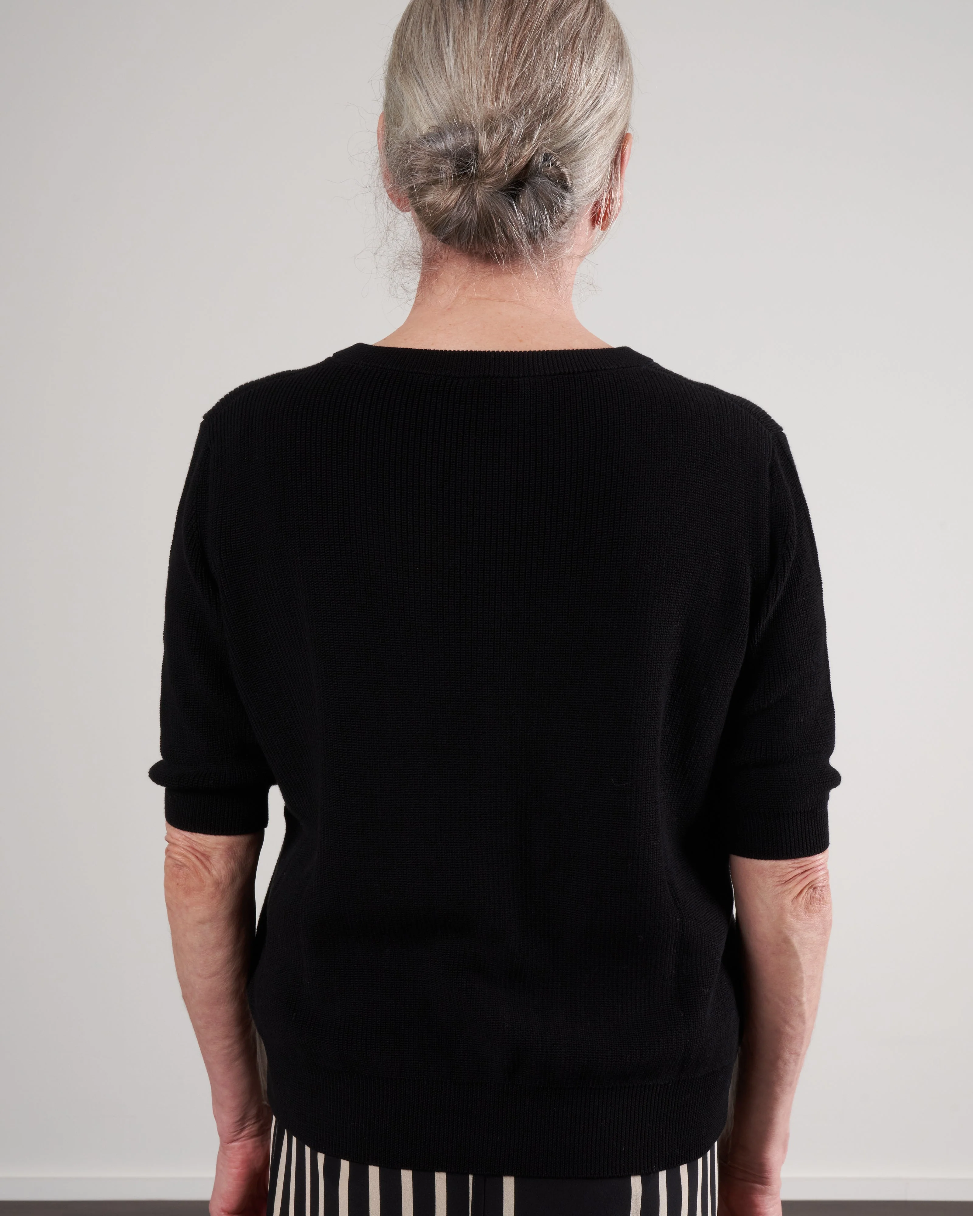 short sleeve cotton cardigan - black - Image 5