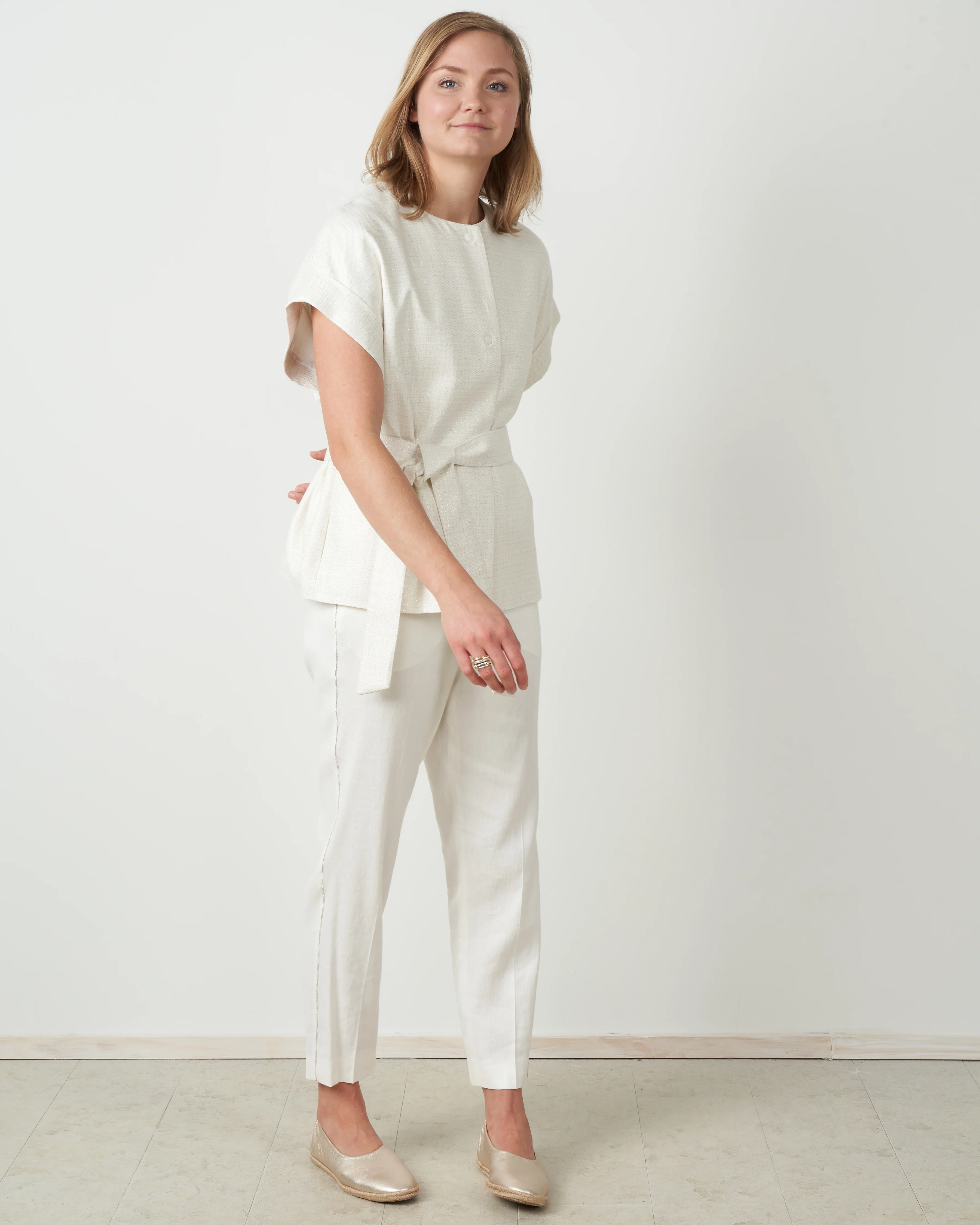 short-sleeve jacket - ivory - Image 5