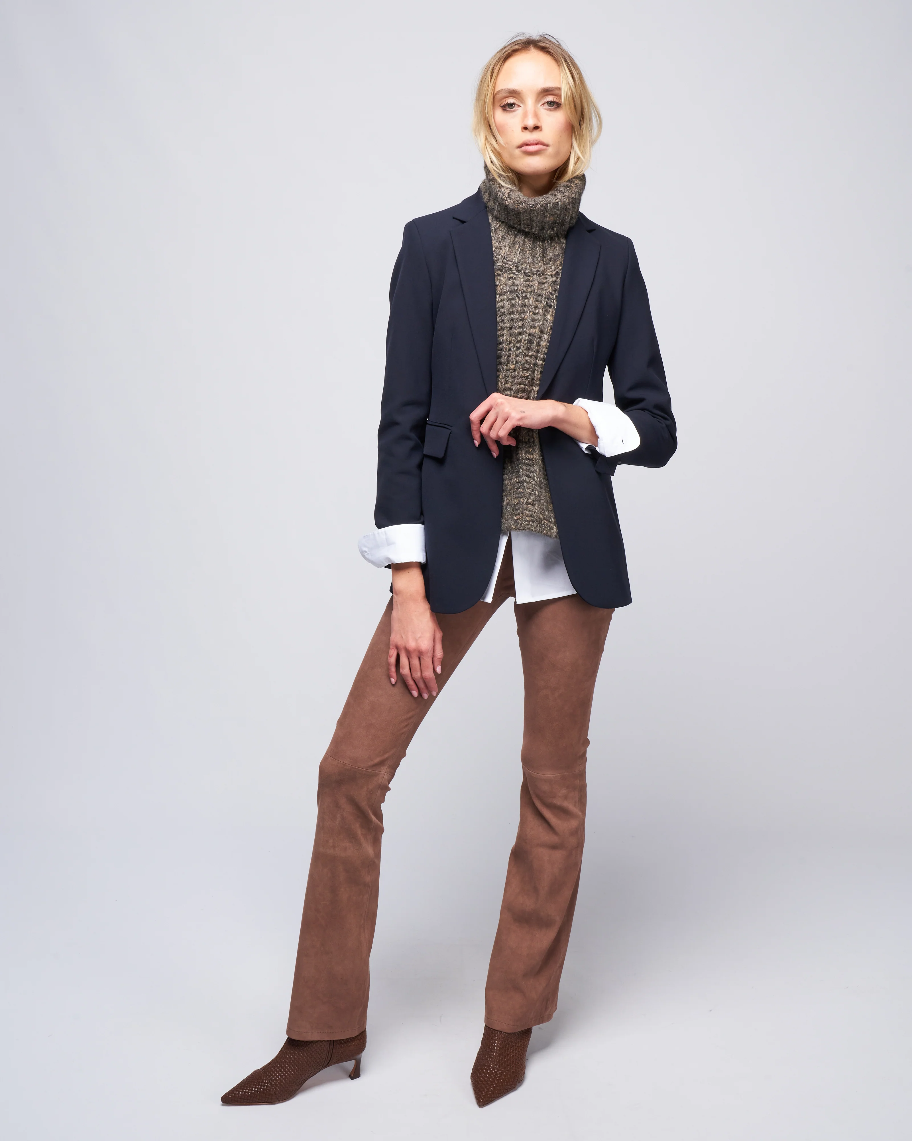 single breast blazer - navy blue - Image 2
