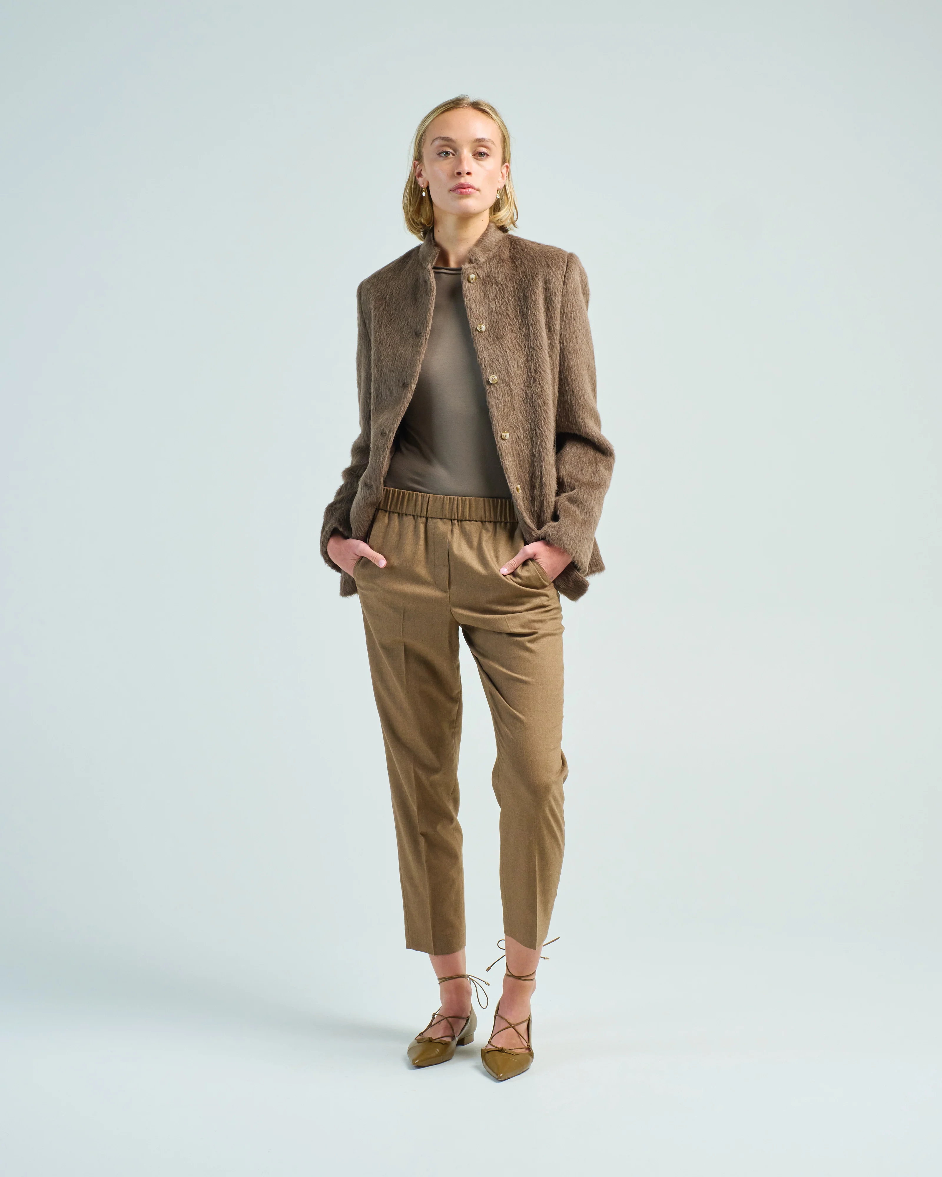 stretch cashmere and wool crop - Image 2