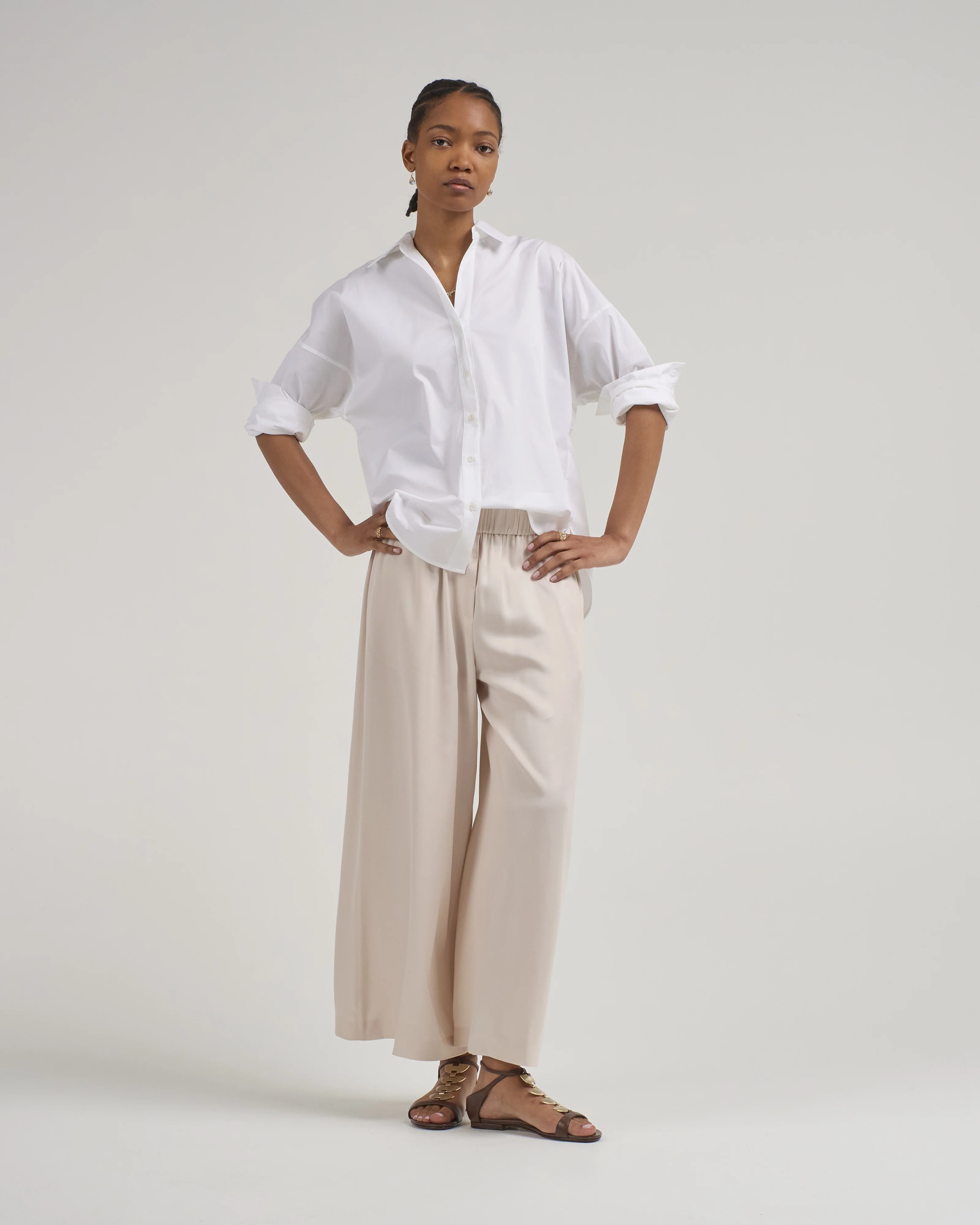 stretch cotton light satin shirt - Image 5