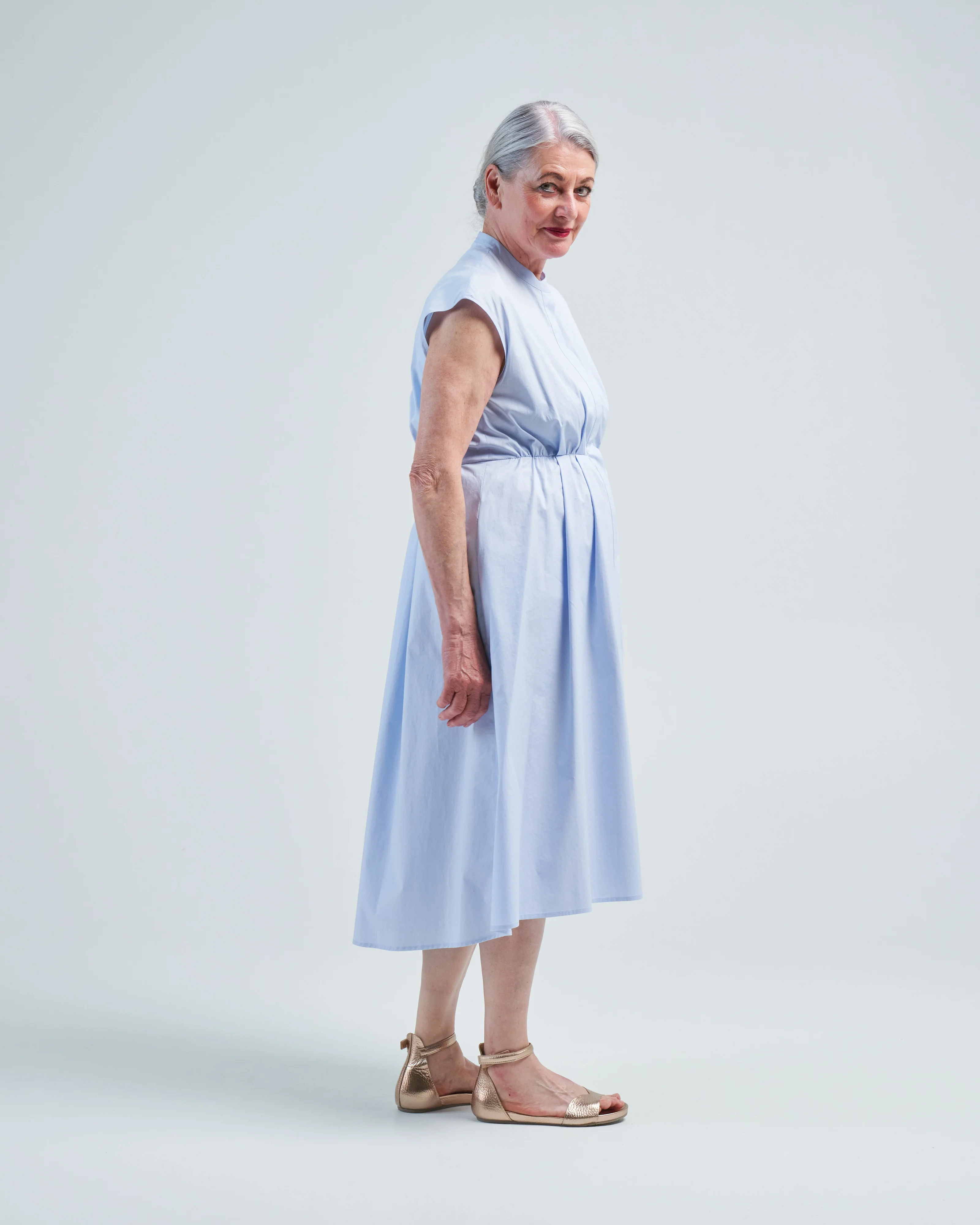 stretch cotton midi dress - Image 4