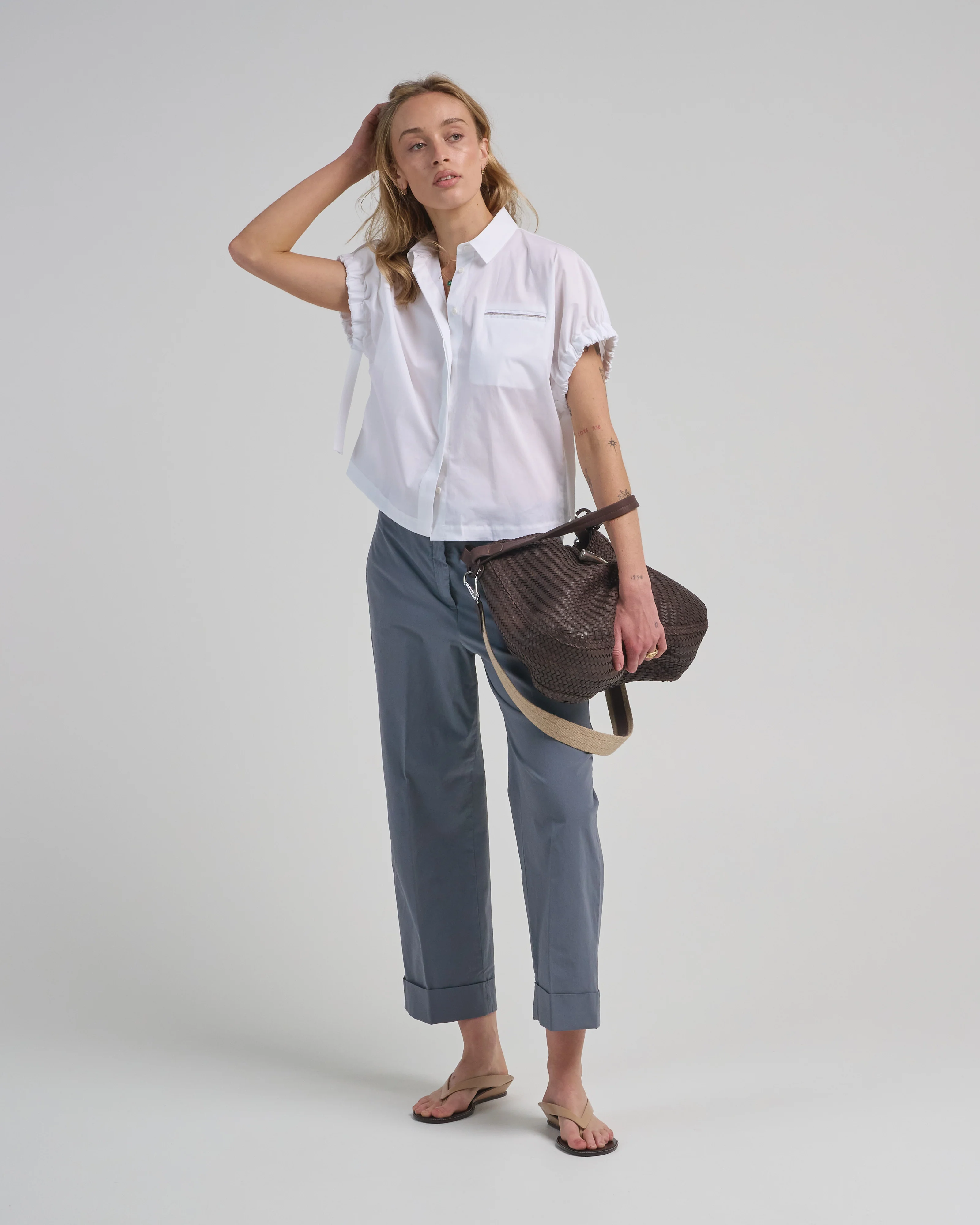 stretch cotton poplin short sleeve shirt - Image 2