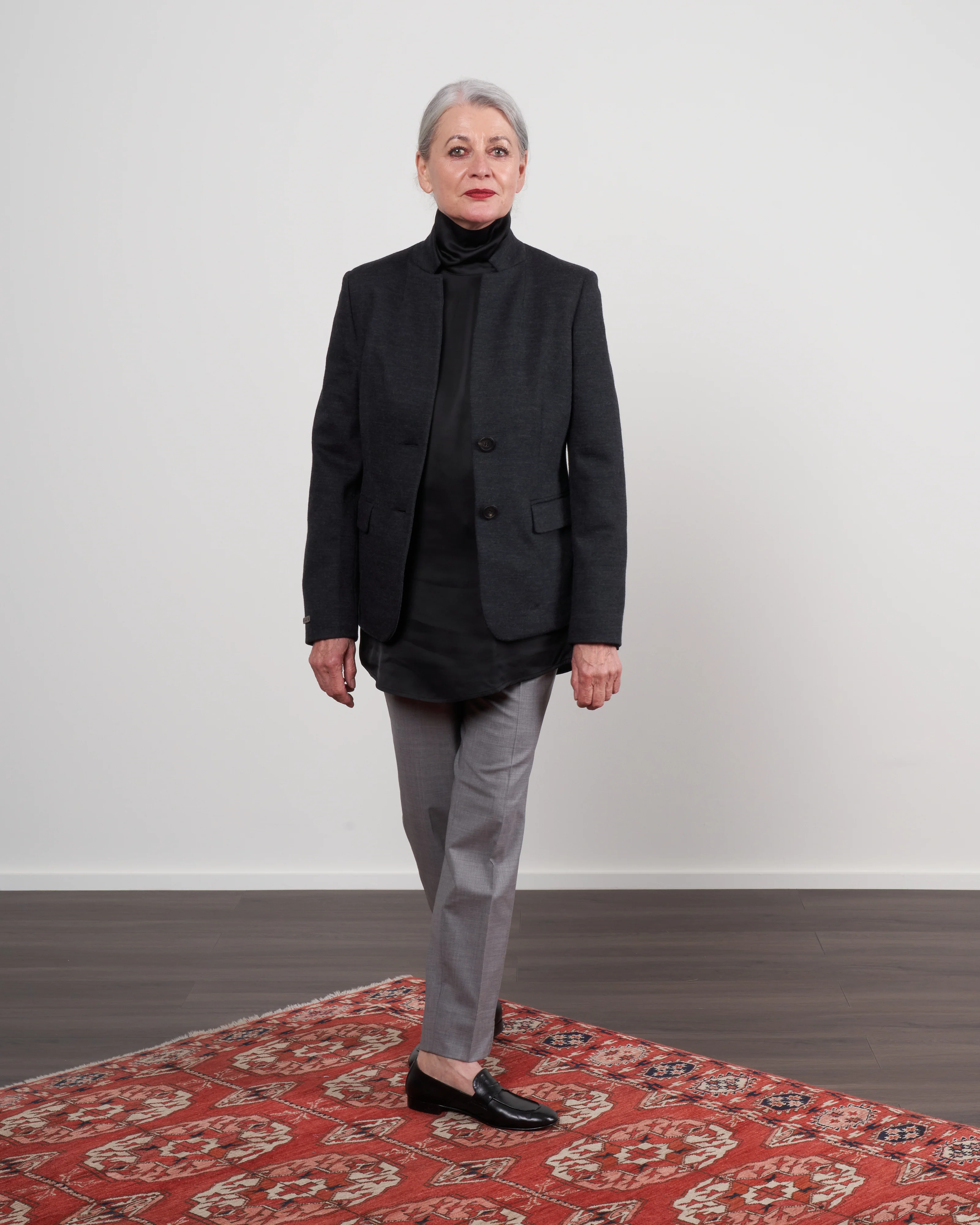 stretch wool cigarette pant - light grey melange - Image 2
