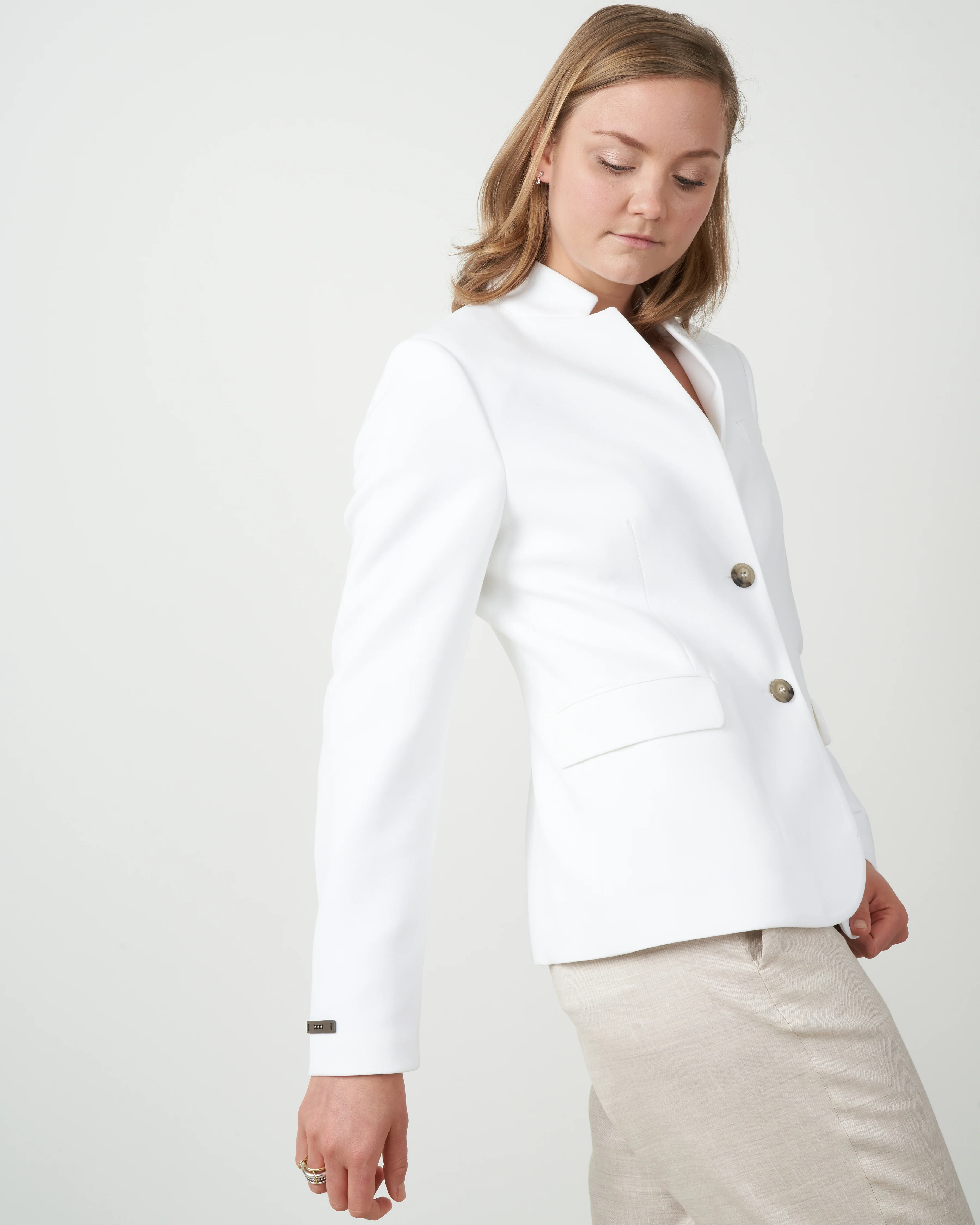two button double cloth jacket - white - Image 2