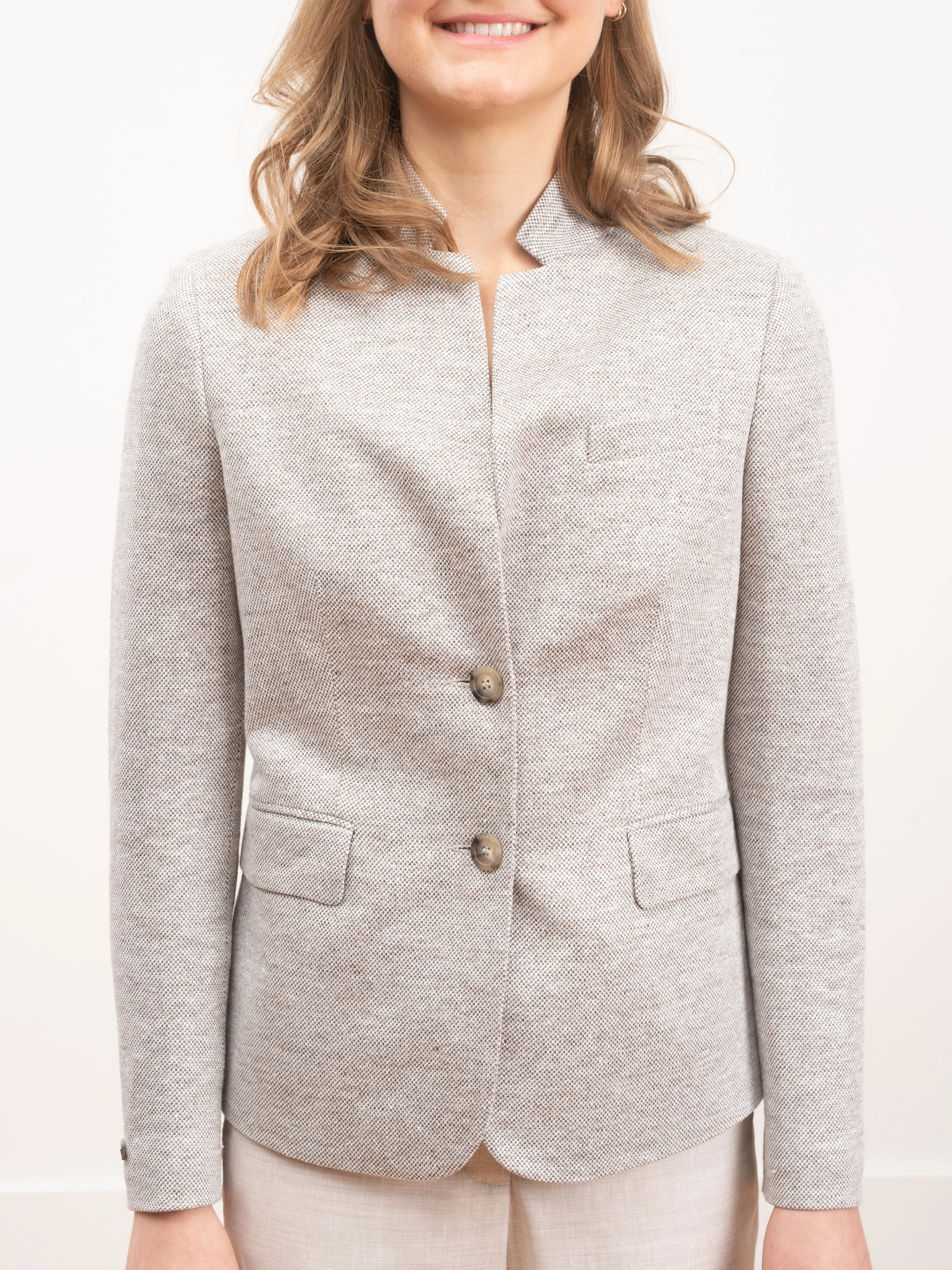 two button up collar jacket - cafe - Image 2