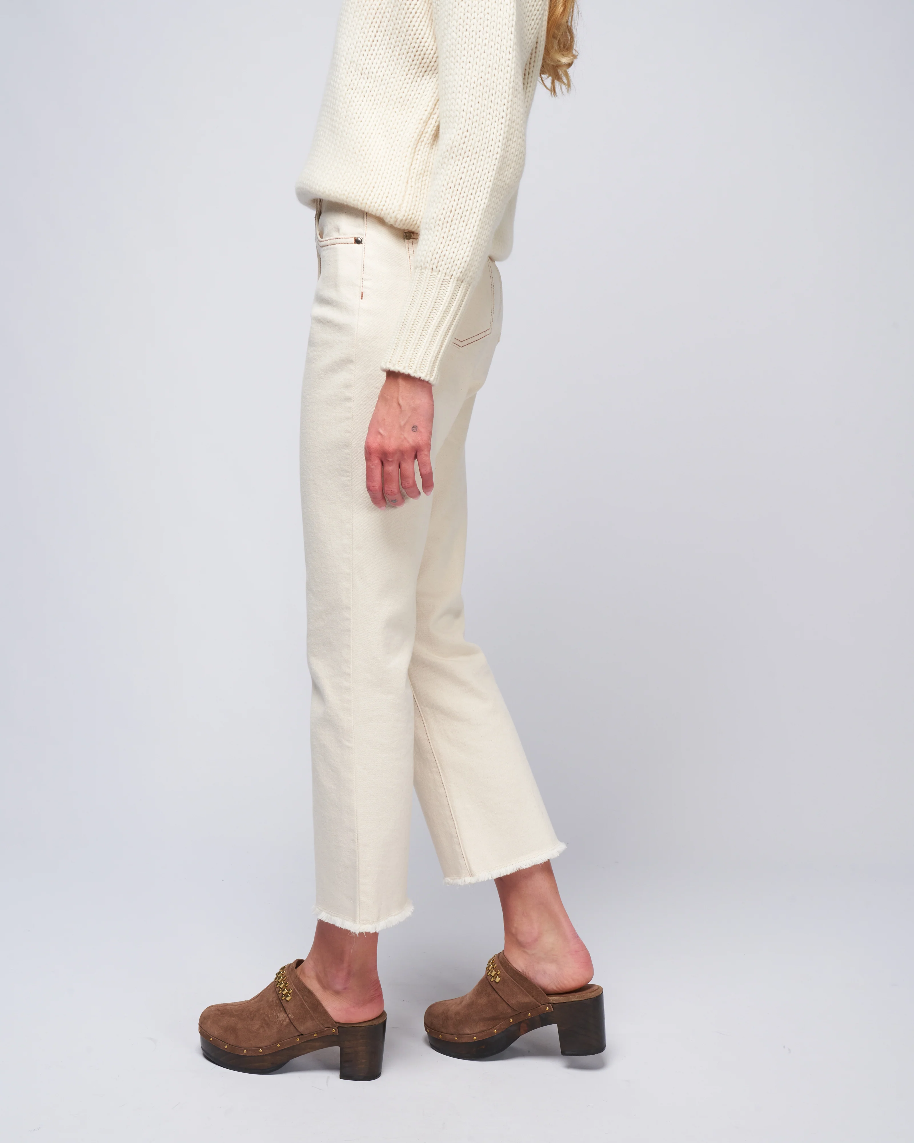 woman denim pant - almond white denim - Image 3